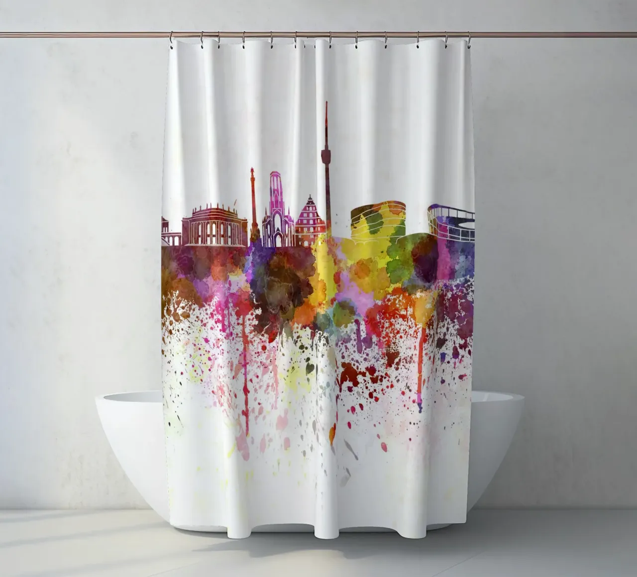 Stuttgarter Skyline Duschvorhang von 🎨 Point and Art