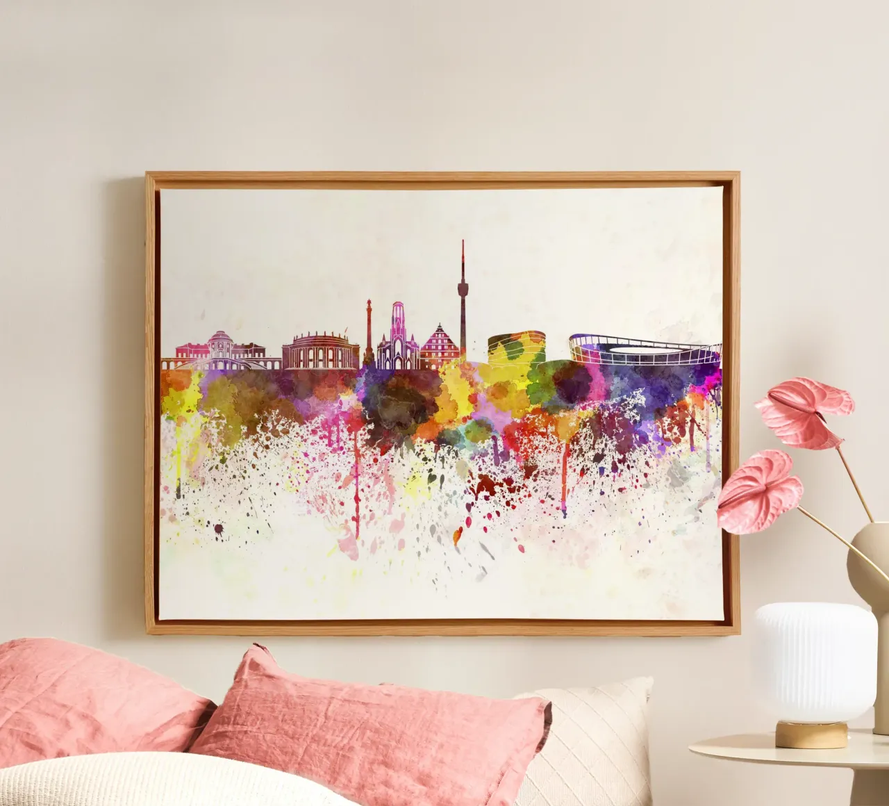 Lo skyline di Stoccarda tela con Cornice a cassetta da 🎨 Point and Art