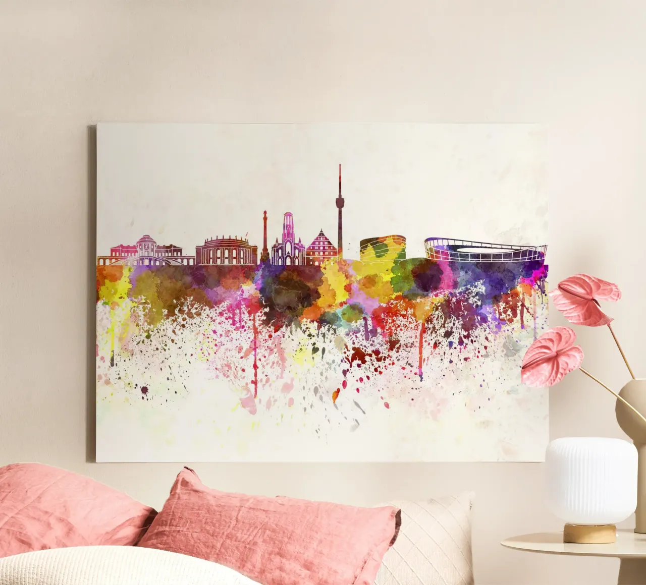 Lo skyline di Stoccarda tela con Cornice a cassetta da 🎨 Point and Art