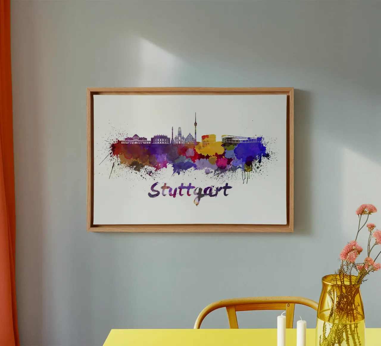 De skyline van Stuttgart canvas met Baklijst van 🎨 Point and Art
