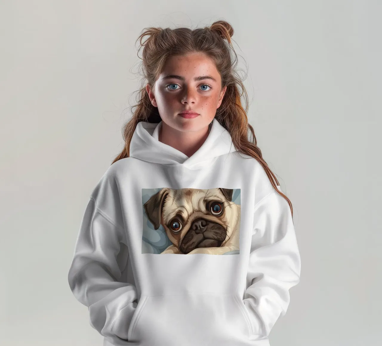Mignon carlin se reposant sur un tissu doux avec une expression pensive sweat à capuche enfant de DesignDoodle