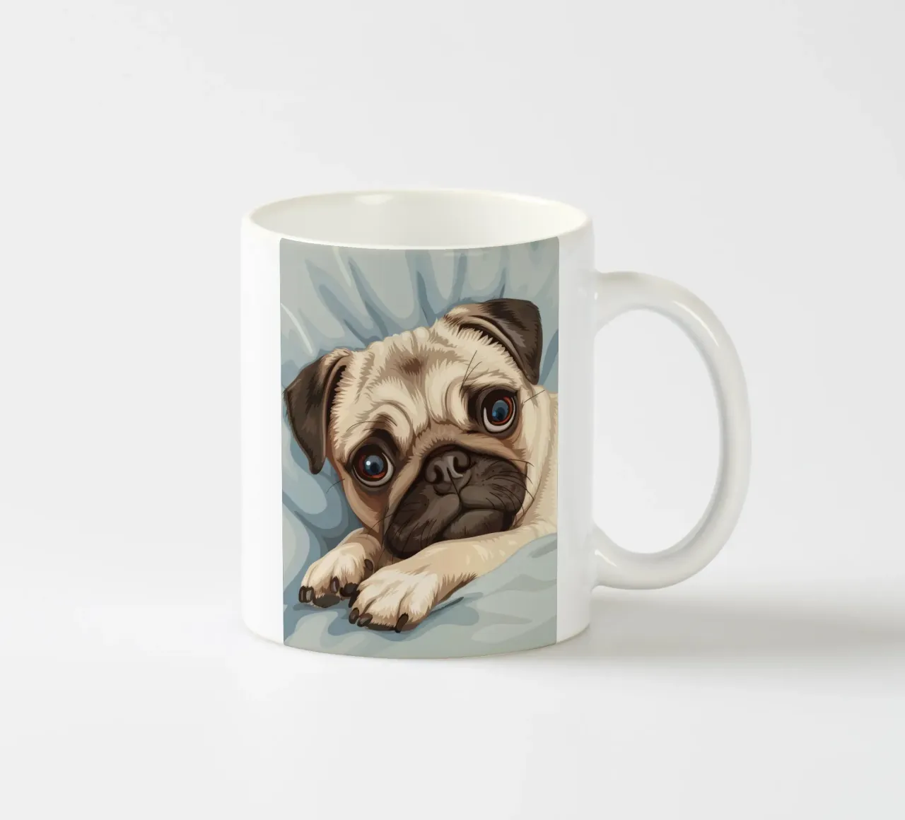 Mignon carlin se reposant sur un tissu doux avec une expression pensive mug en céramique de DesignDoodle
