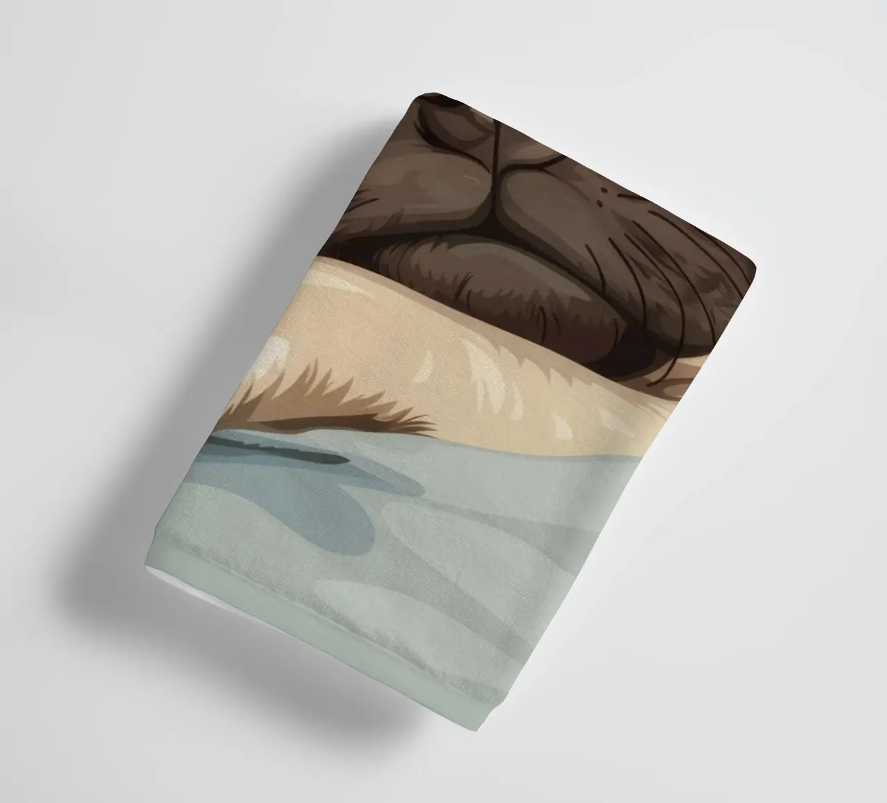 Cute pug resting on soft fabric with a thoughtful expression towel by DesignDoodle