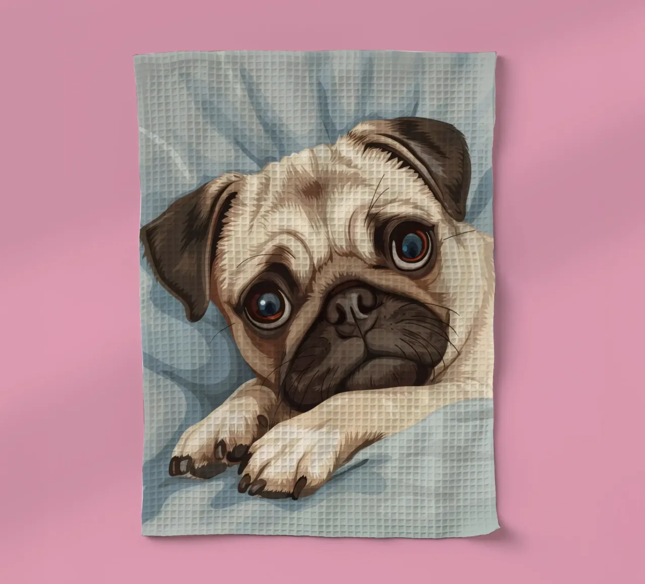 Mignon carlin se reposant sur un tissu doux avec une expression pensive torchon de DesignDoodle