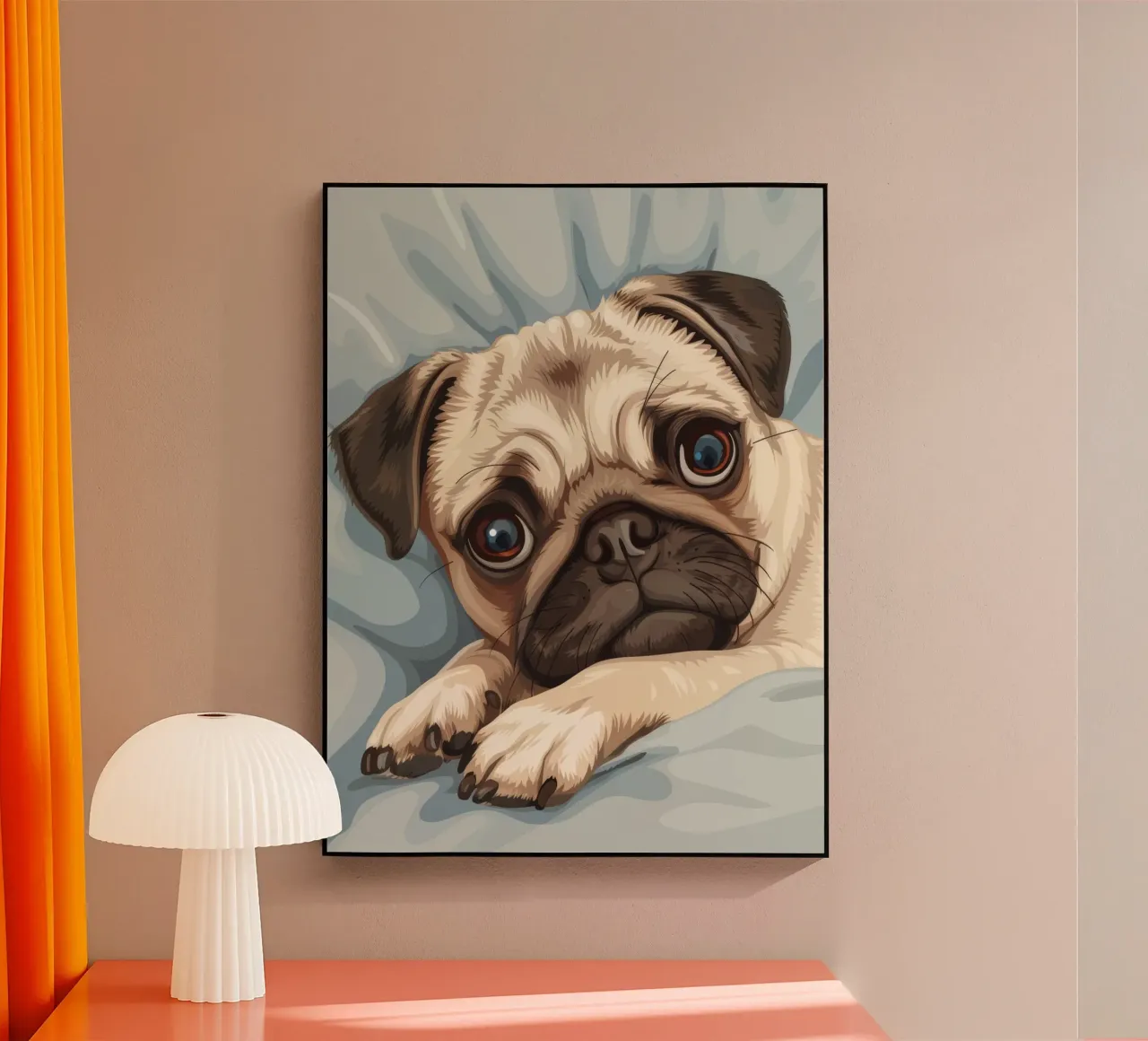 Mignon carlin se reposant sur un tissu doux avec une expression pensive plexiglas de DesignDoodle