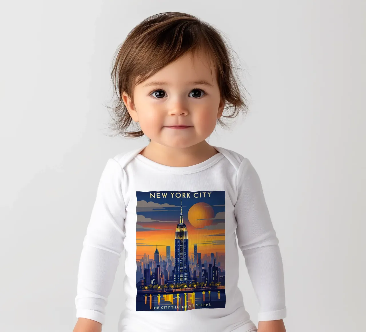 New York City Skyline Art Deco Langarm Babybody von 🥝 KIWI STORE