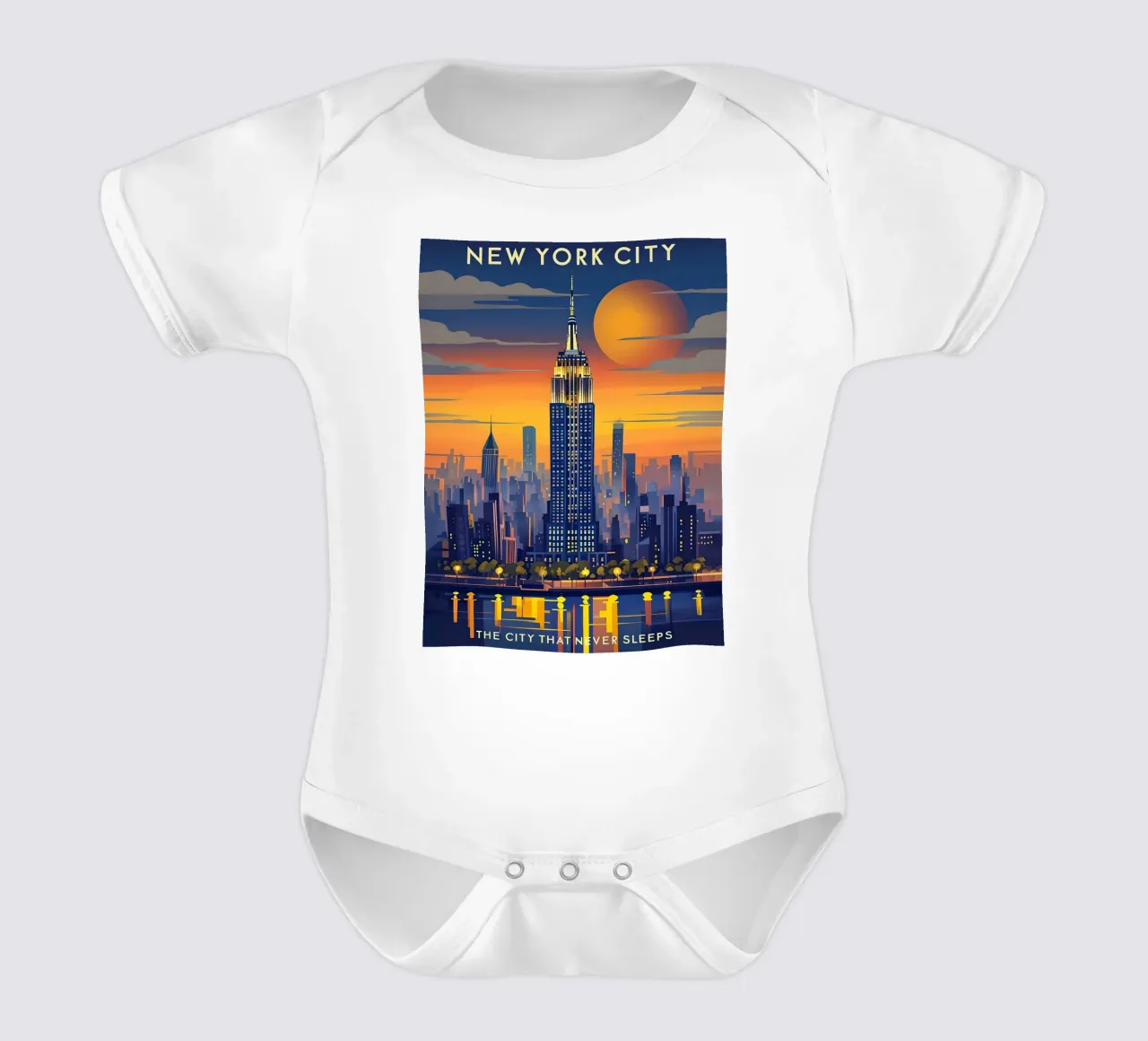 Skyline di New York Art Deco body neonato maniche corte da 🥝 KIWI STORE