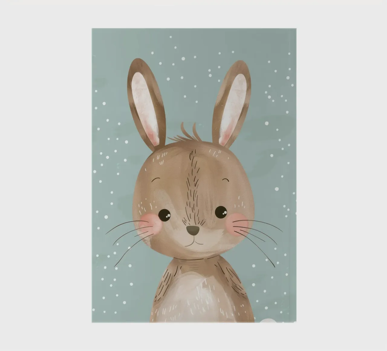 Cute rabbit character with soft features, light blue art notebook by DesignDoodle