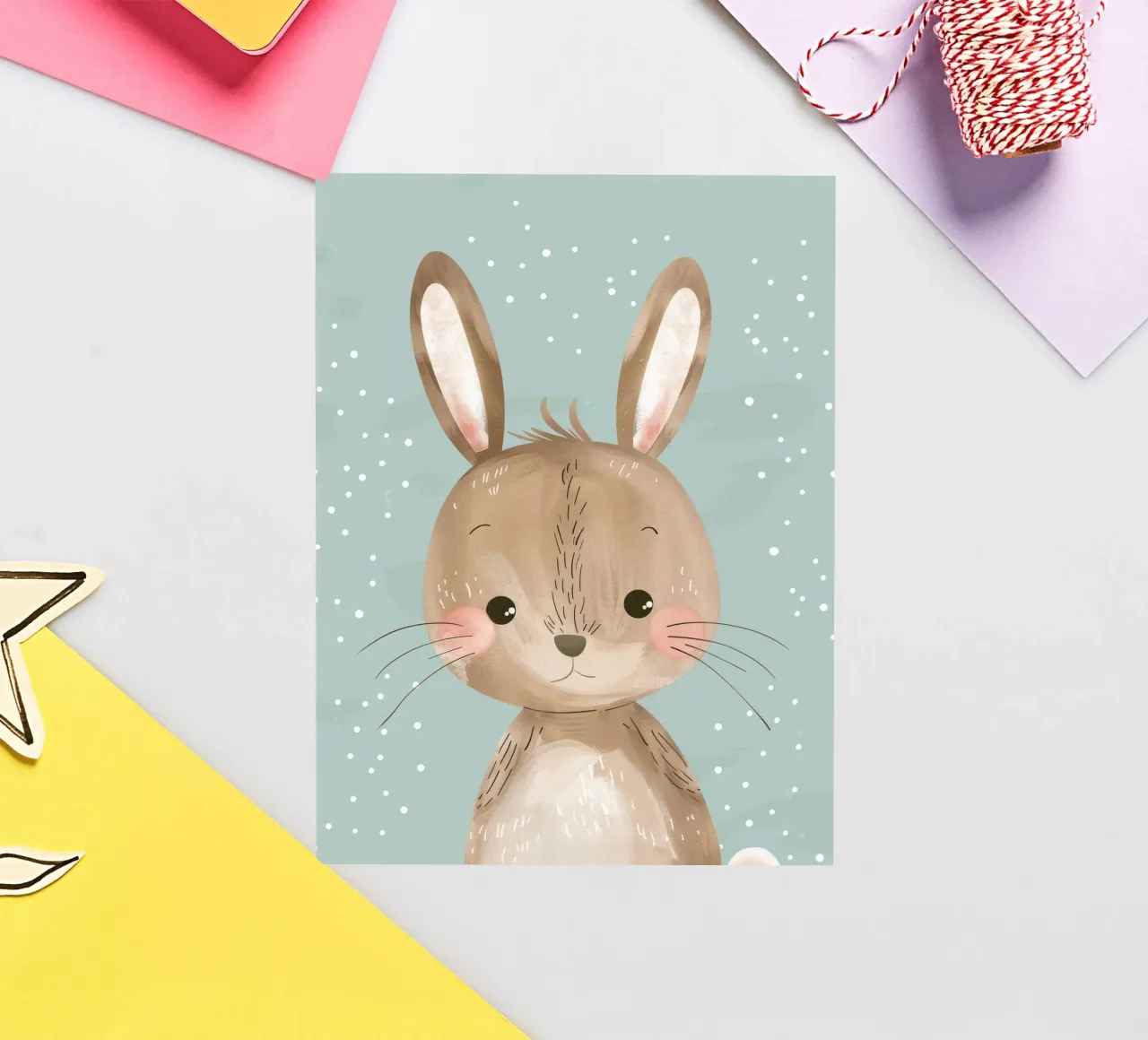 Cute rabbit character with soft features, light blue art sticker by DesignDoodle