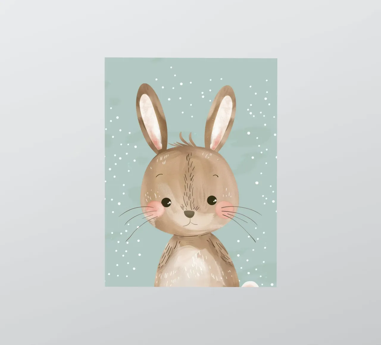 Cute rabbit character with soft features, light blue art sticker by DesignDoodle