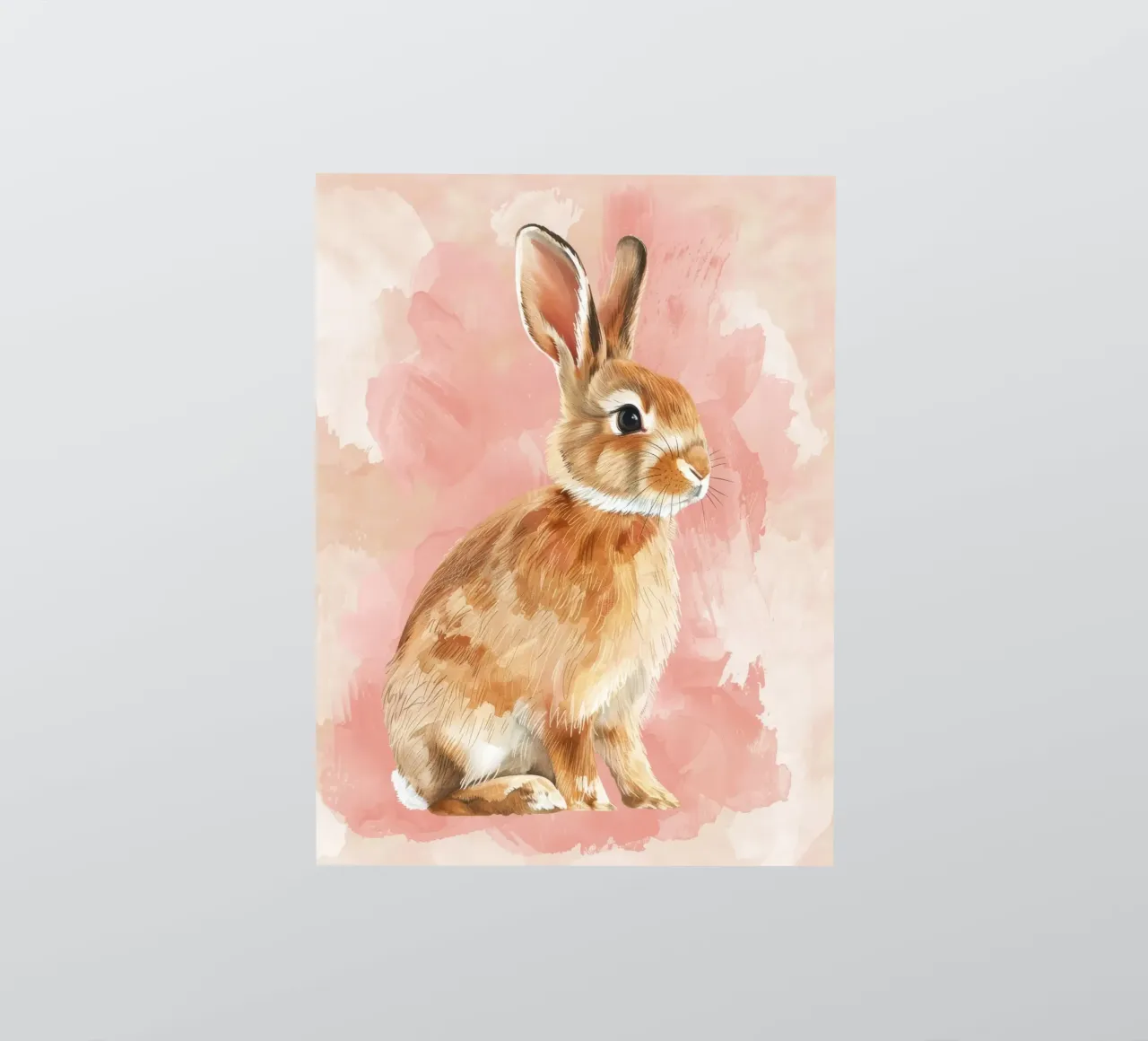 Charming depiction of a rabbit sitting against a soft pastel sticker by DesignDoodle