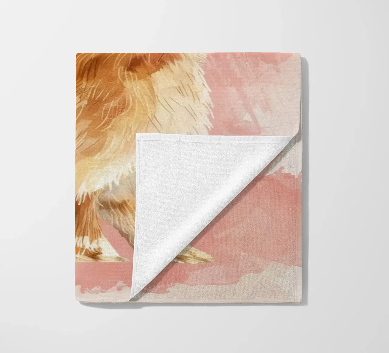 Charming depiction of a rabbit sitting against a soft pastel beach towel by DesignDoodle