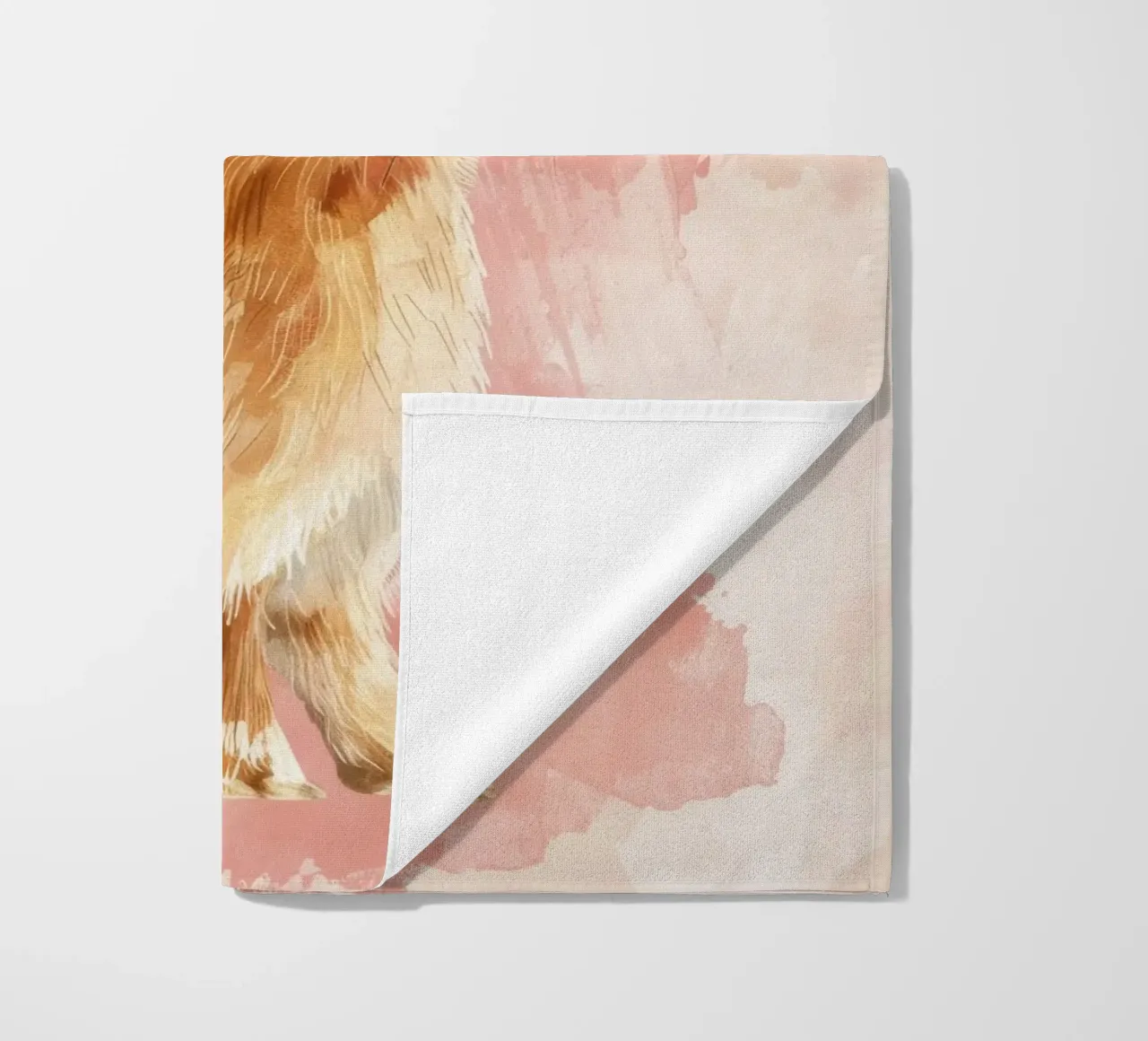Charming depiction of a rabbit sitting against a soft pastel beach towel by DesignDoodle
