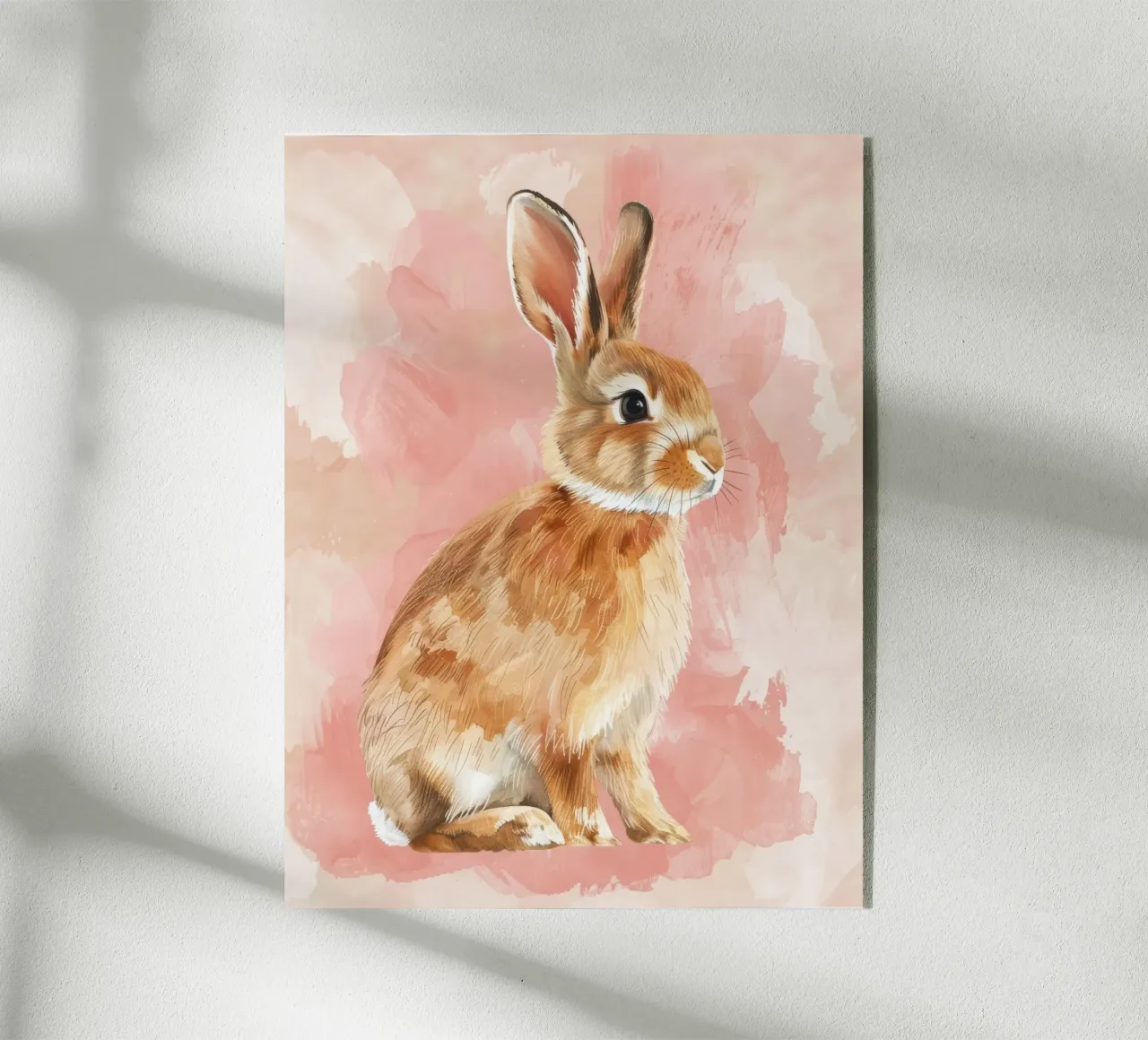Encantadora representación de un conejo sentado sobre un suave fondo pastel metacrilato de DesignDoodle