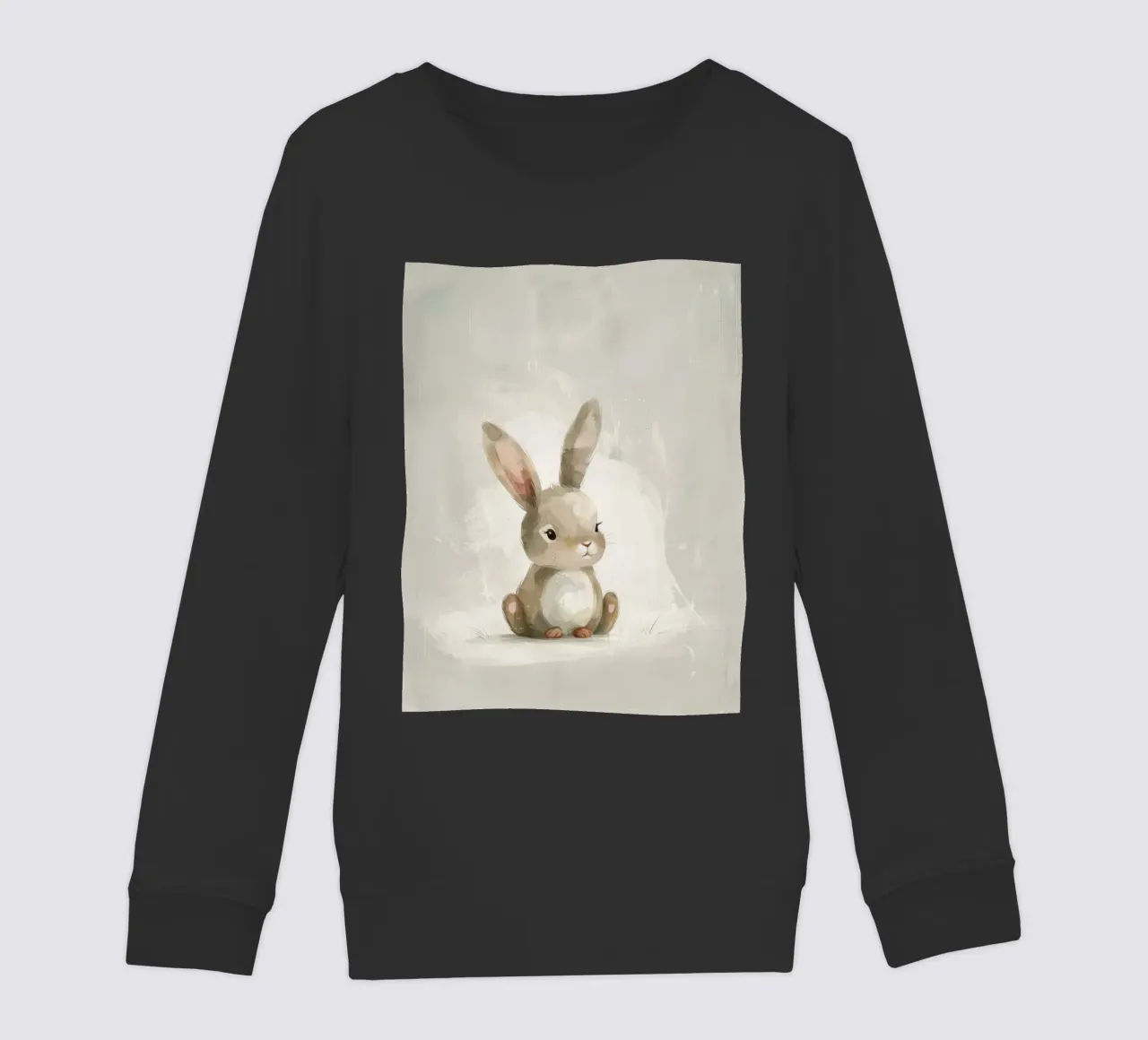 Simpatico coniglietto marrone seduto su uno sfondo morbido felpa bambino da DesignDoodle