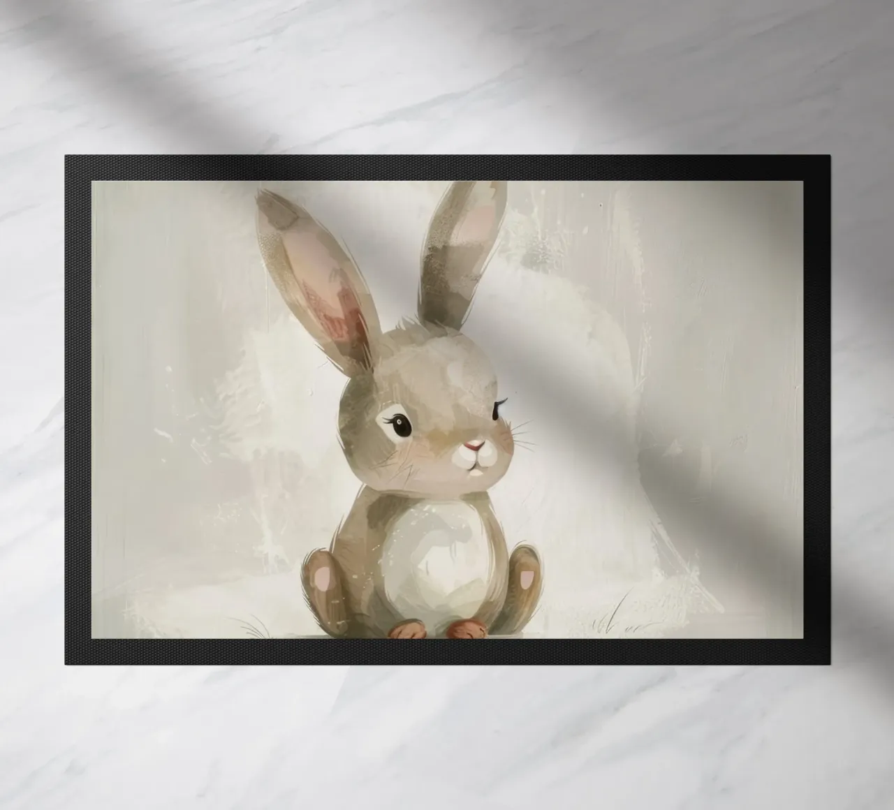 Mignon lapin brun assis sur un fond doux paillasson de DesignDoodle