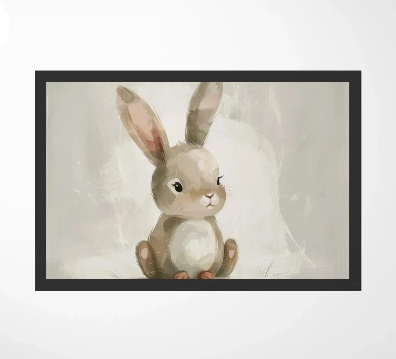 Mignon lapin brun assis sur un fond doux paillasson de DesignDoodle