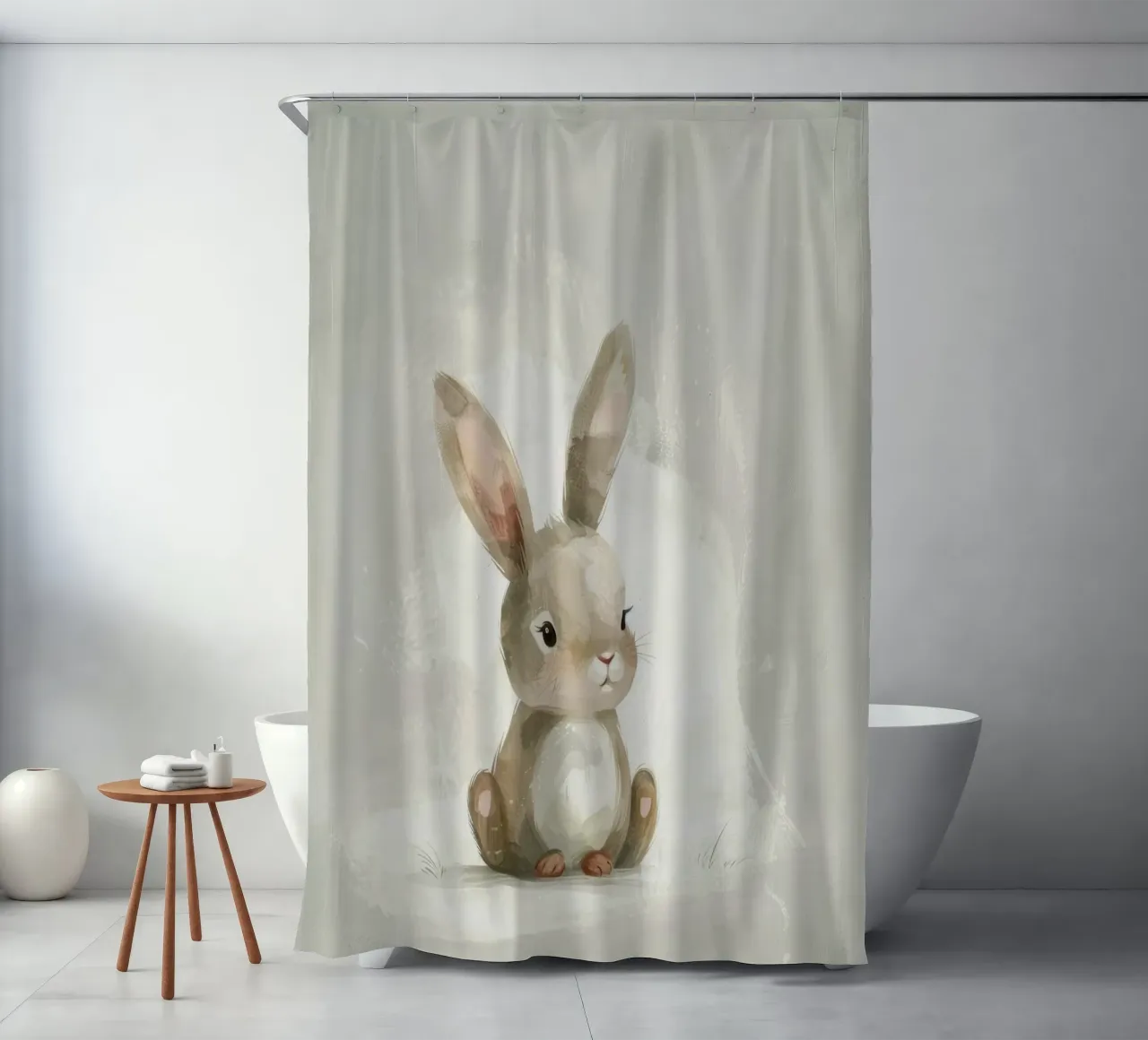Mignon lapin brun assis sur un fond doux rideau de douche de DesignDoodle