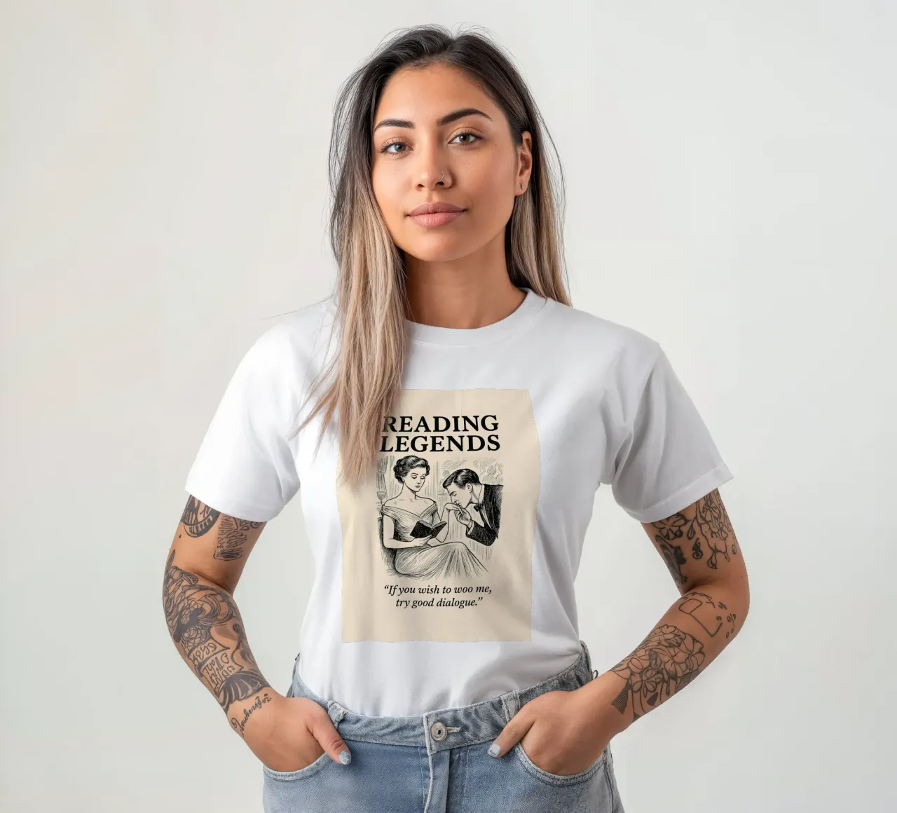 Reading Legends - Victorian style reader appreciation t-shirt da Taika Tori Art