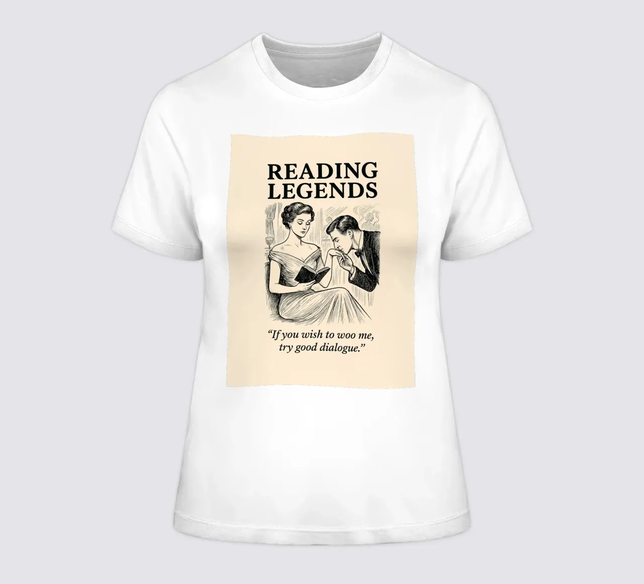 Reading Legends - Victorian style reader appreciation t-shirt da donna da Taika Tori Art
