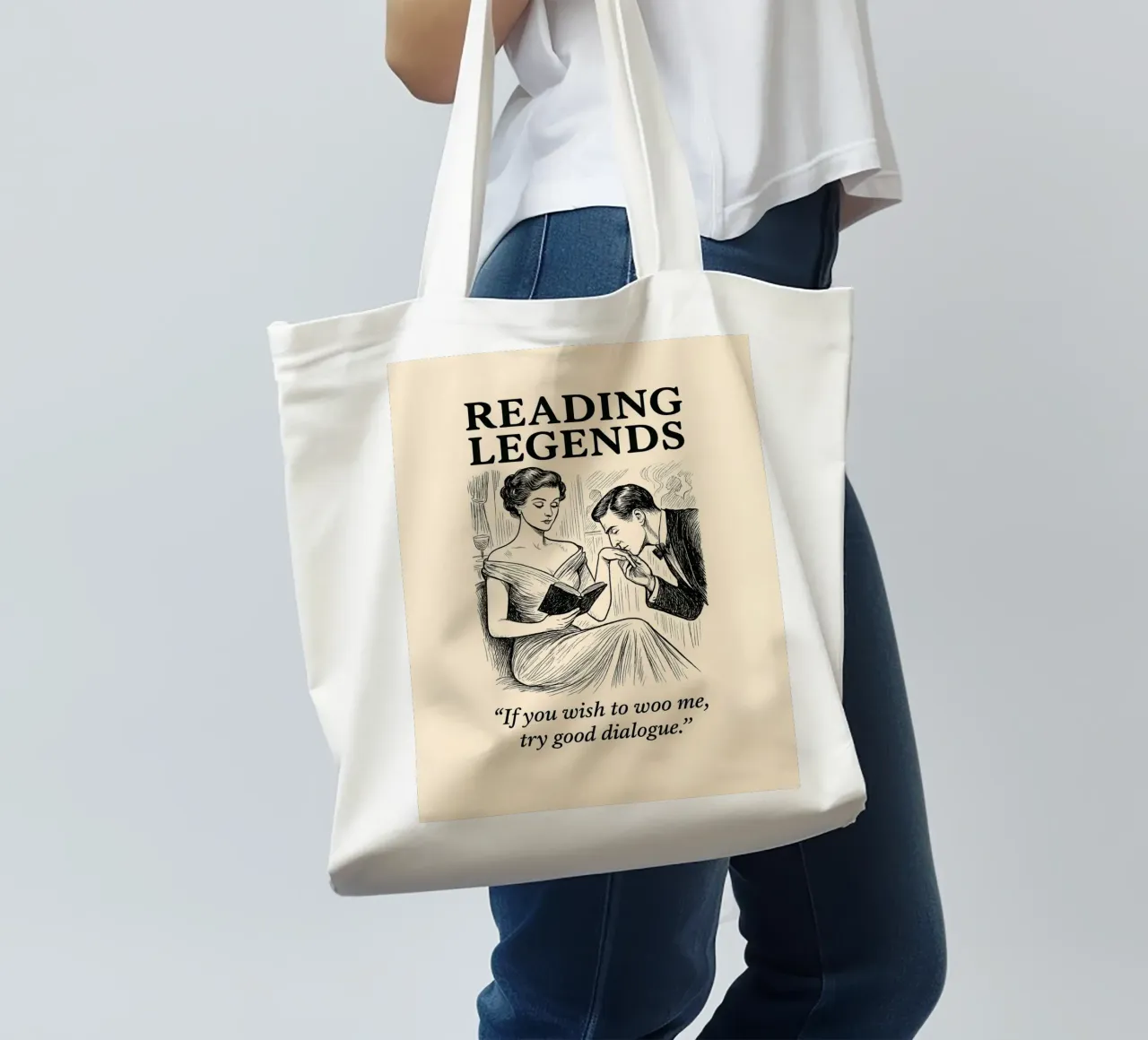 Reading Legends - Victorian style reader appreciation borsa in juta da Taika Tori Art