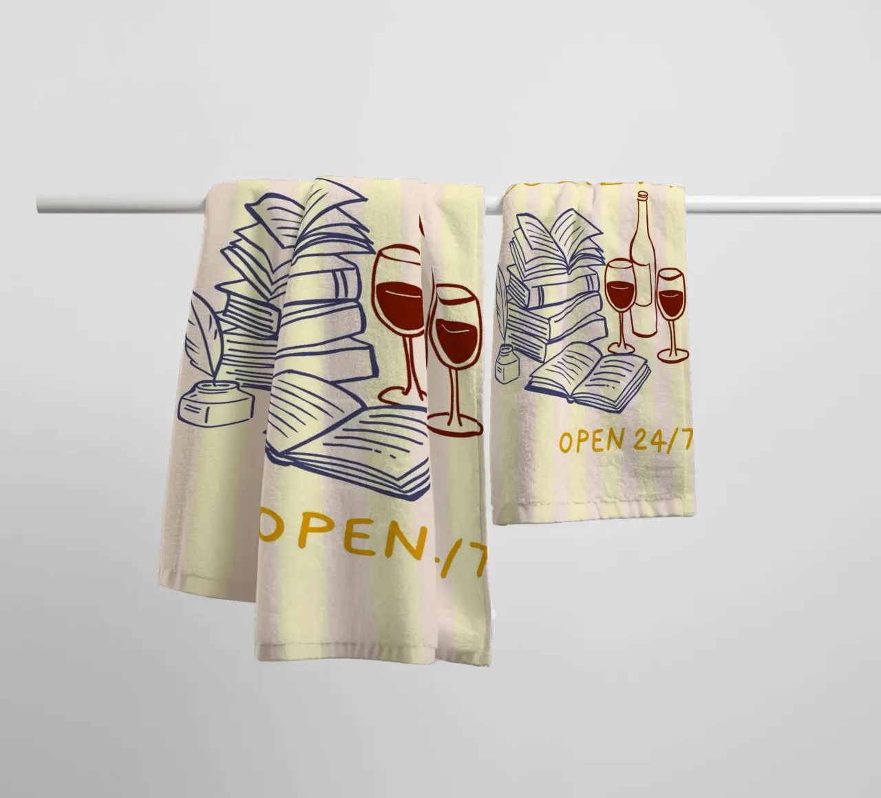 Reader Society open 24/7 towel by Taika Tori Art