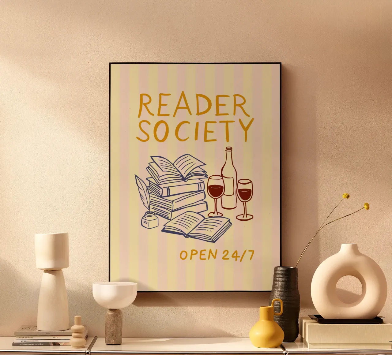 Reader Society open 24/7 alluminio dibond da Taika Tori Art