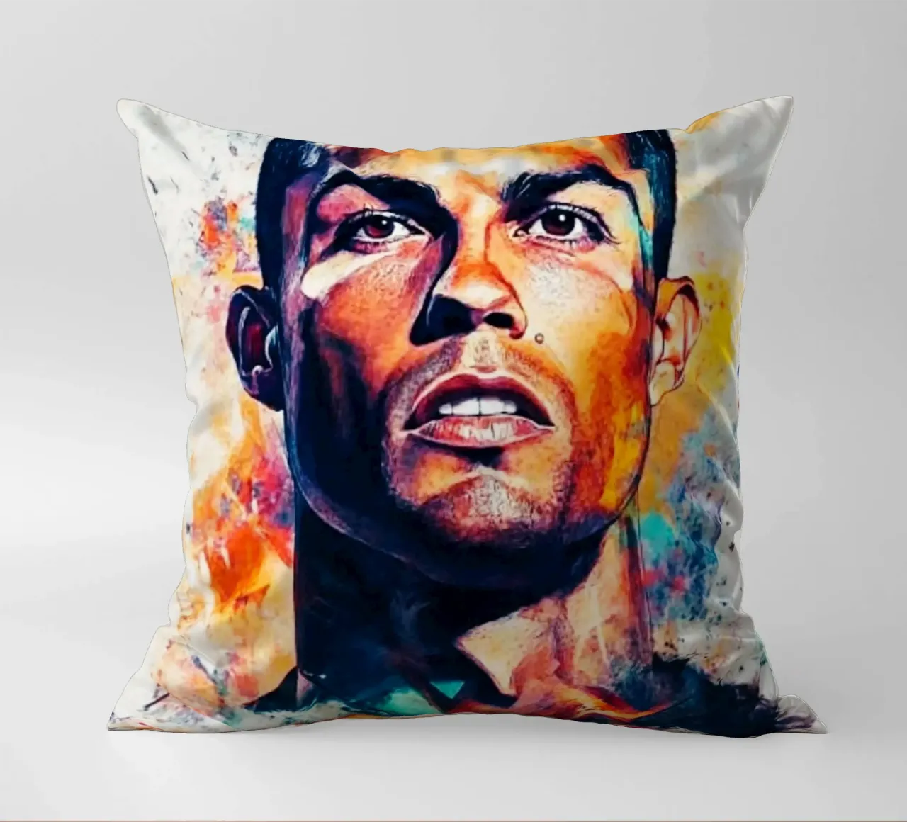 Cristiano Ronaldo grafitti splash art cuscino da Lembayung art
