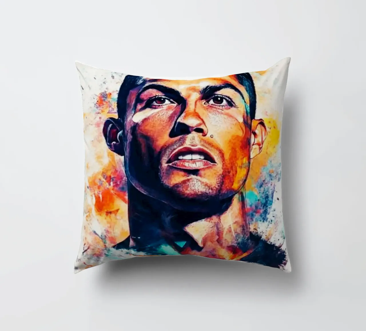 Cristiano Ronaldo grafitti splash art cuscino da Lembayung art