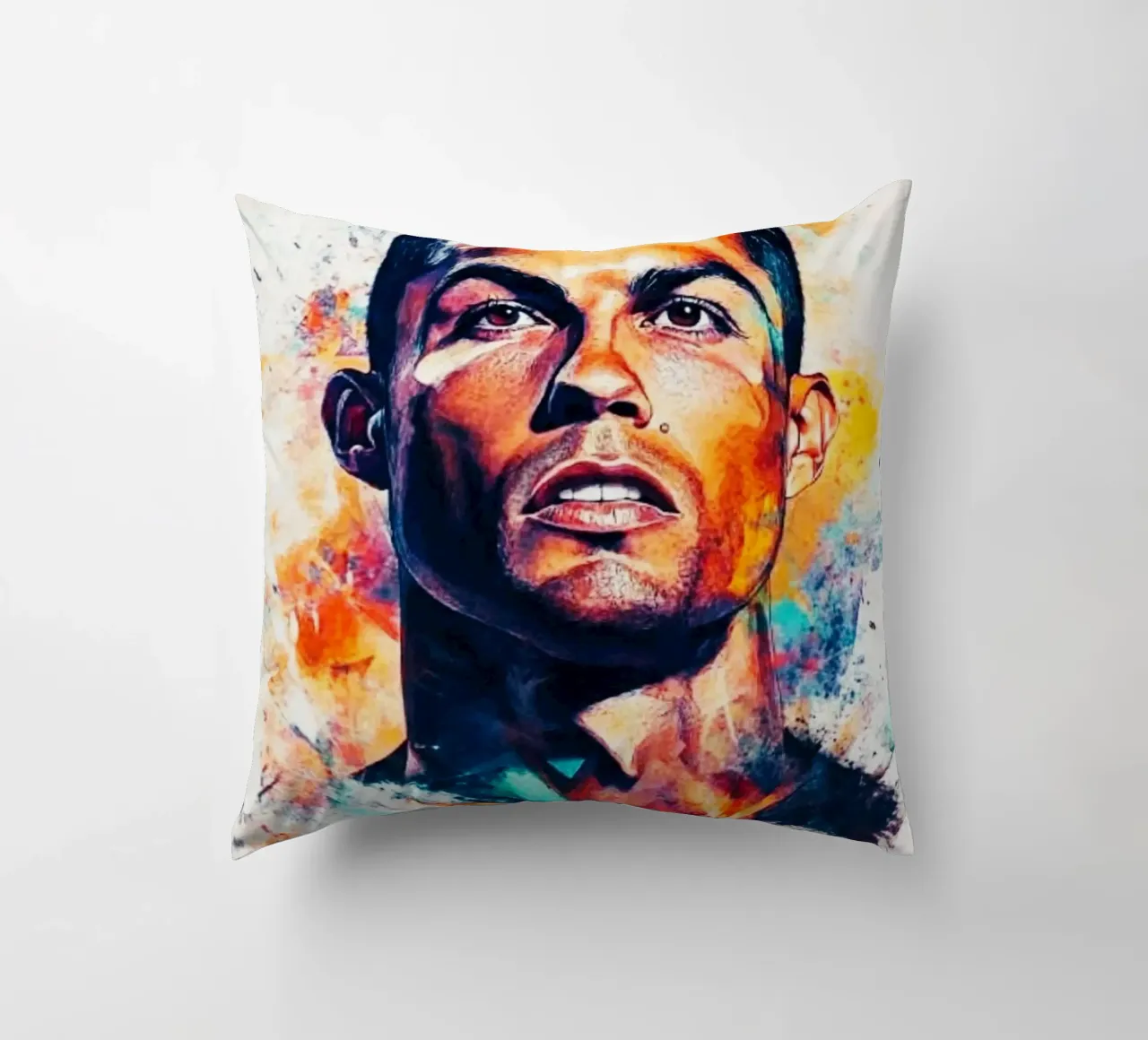 Cristiano Ronaldo grafitti splash art cuscino da Lembayung art