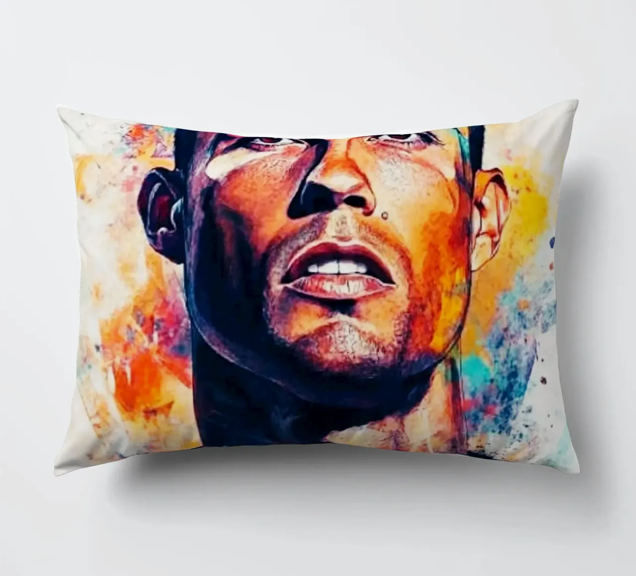 Cristiano Ronaldo grafitti splash art cuscino da Lembayung art