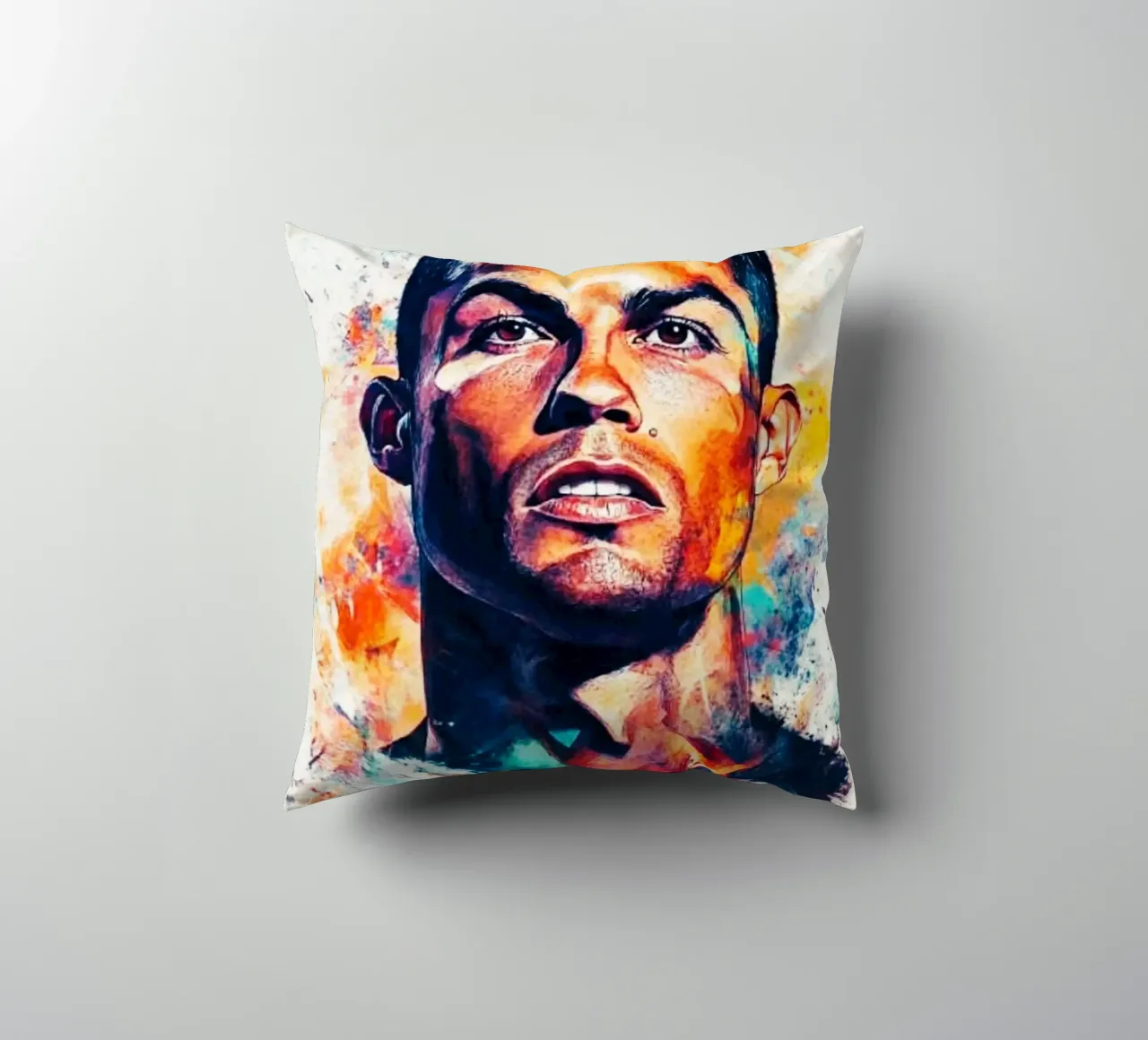 Cristiano Ronaldo grafitti splash art cuscino da Lembayung art