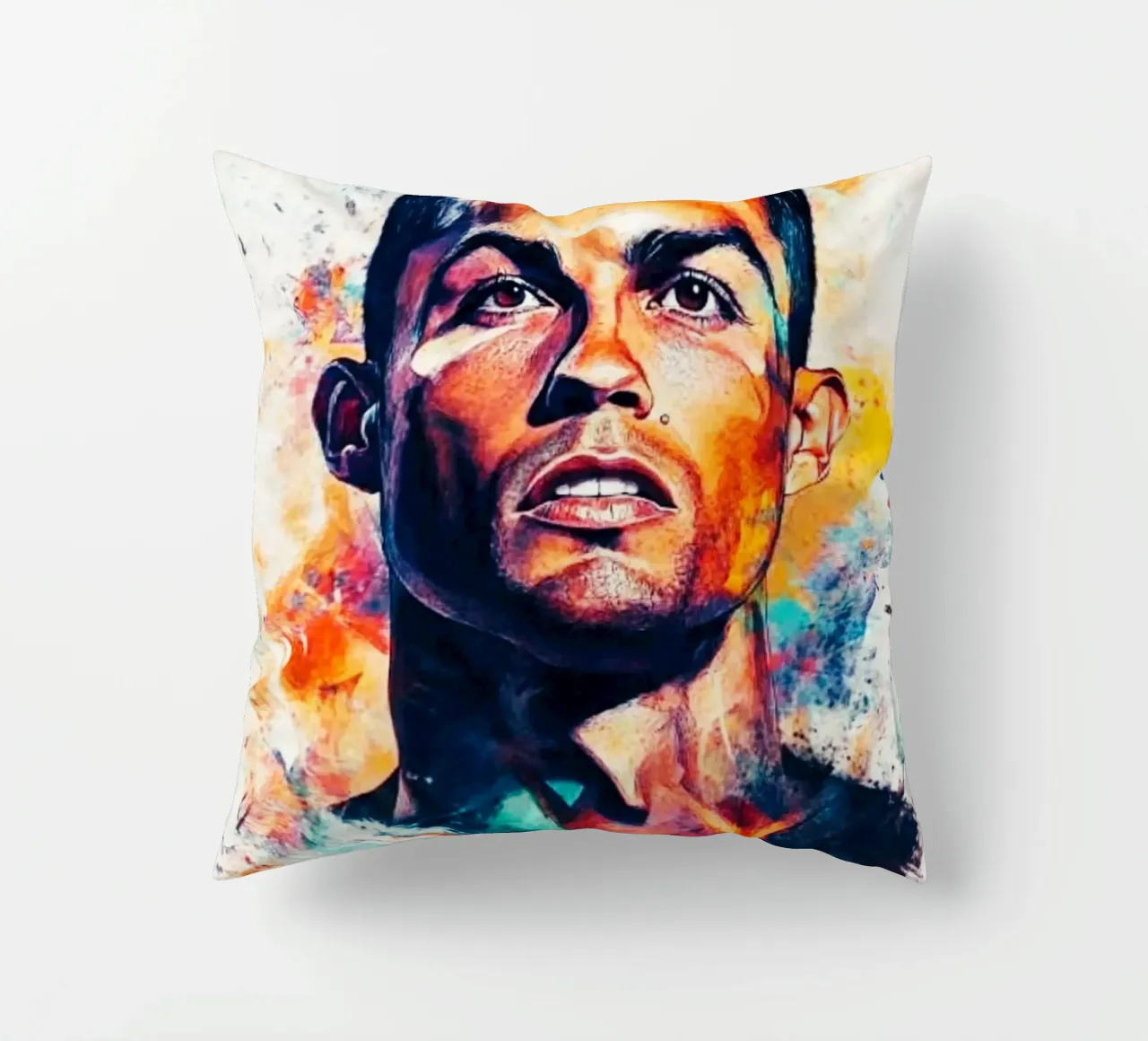 Cristiano Ronaldo grafitti splash art cuscino da Lembayung art