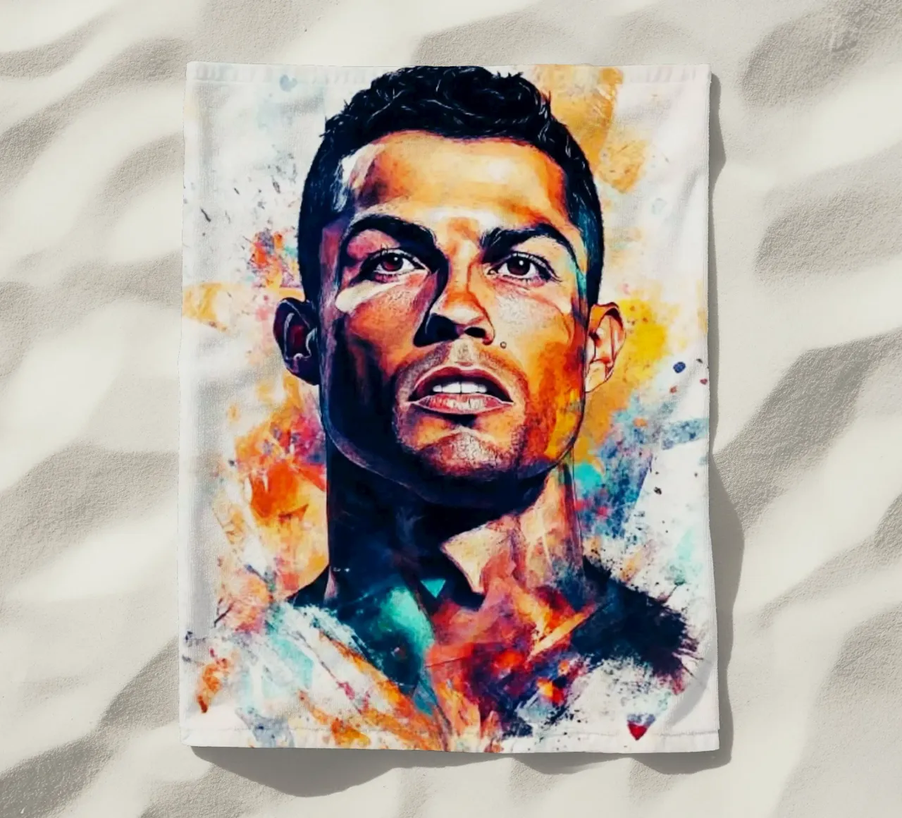 Cristiano Ronaldo grafitti splash art telo mare da Lembayung art
