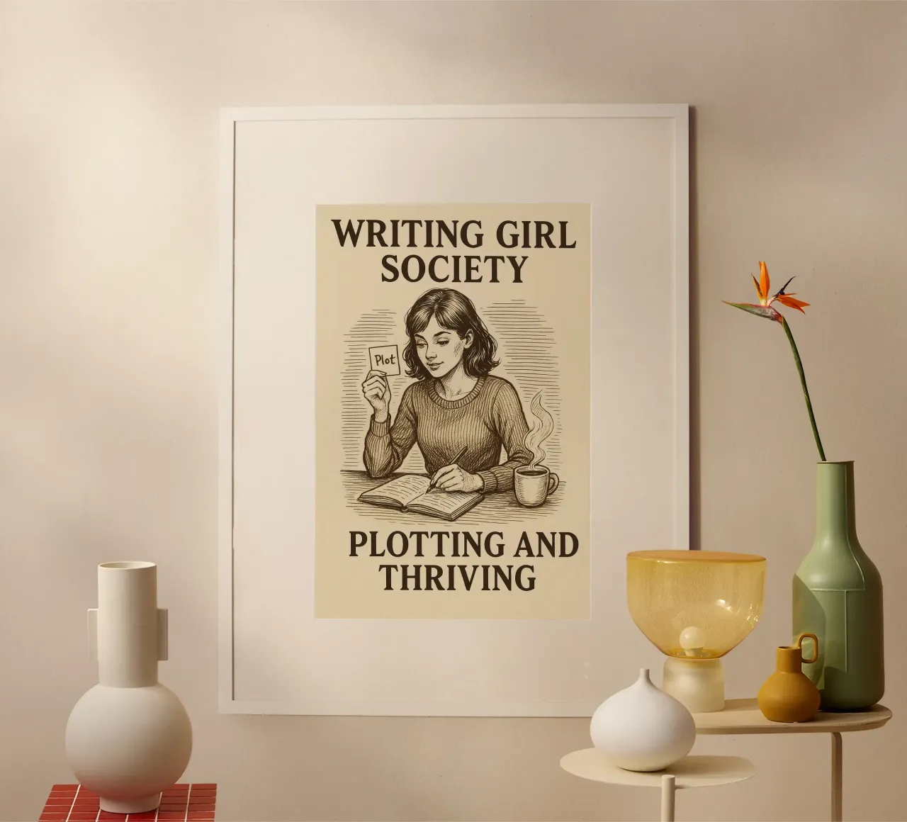 Writer girls Victorian etching style plot twist hahnemühle by Taika Tori Art