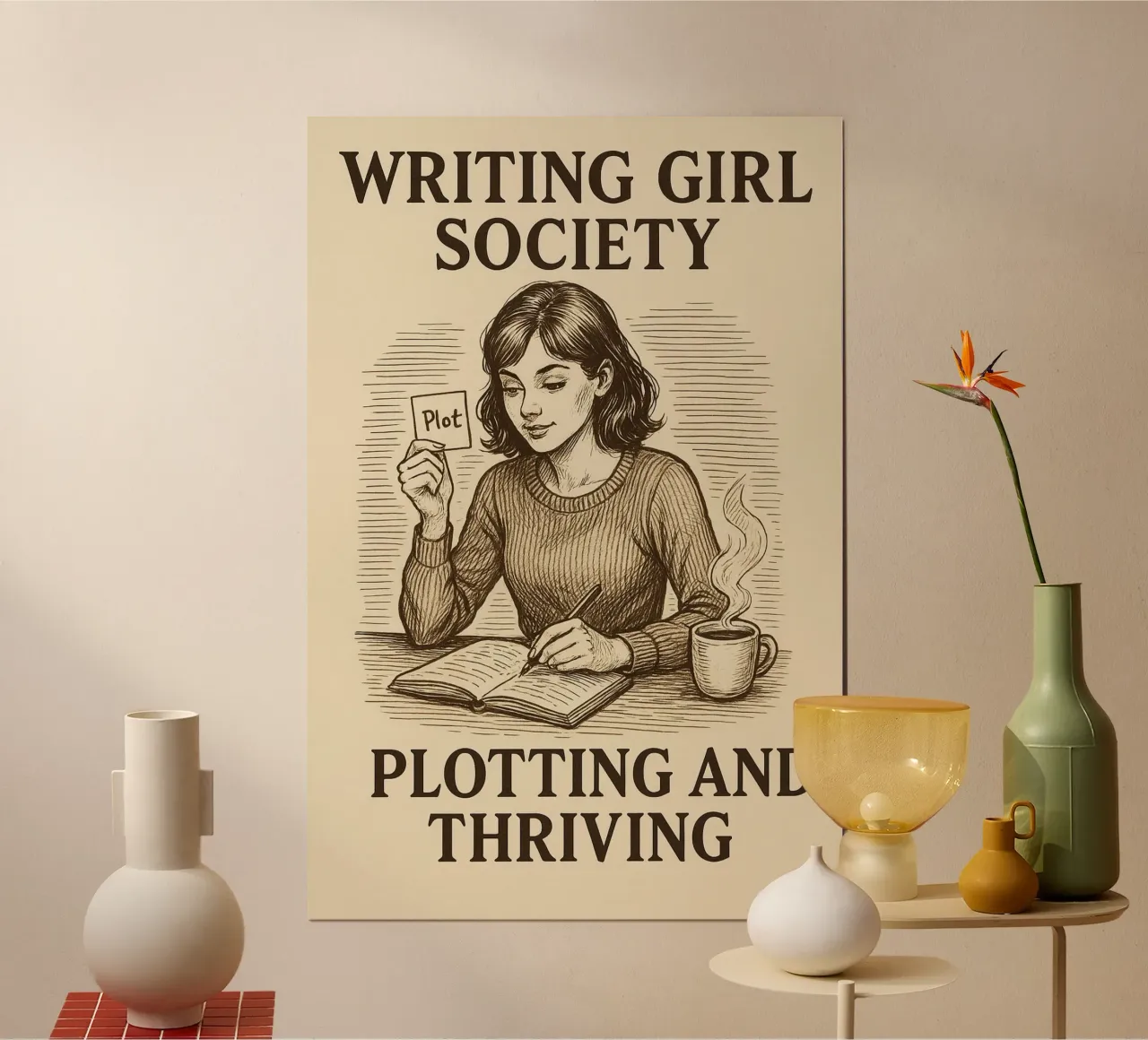 Writer girls Victorian etching style plot twist hahnemühle by Taika Tori Art