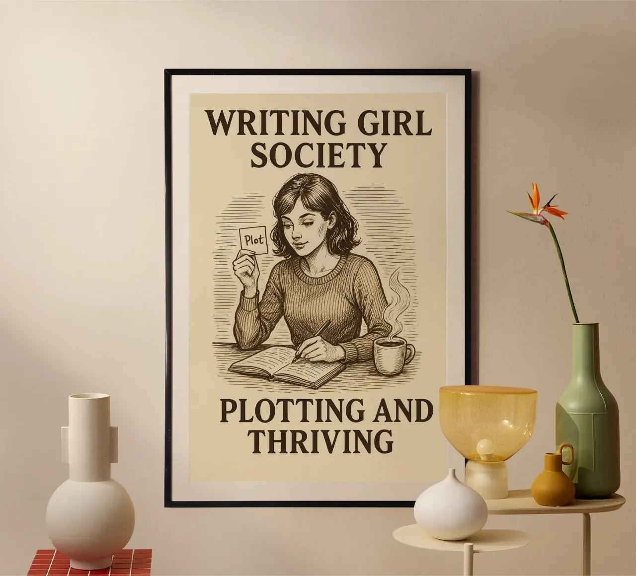 Writer girls Victorian etching style plot twist hahnemühle by Taika Tori Art