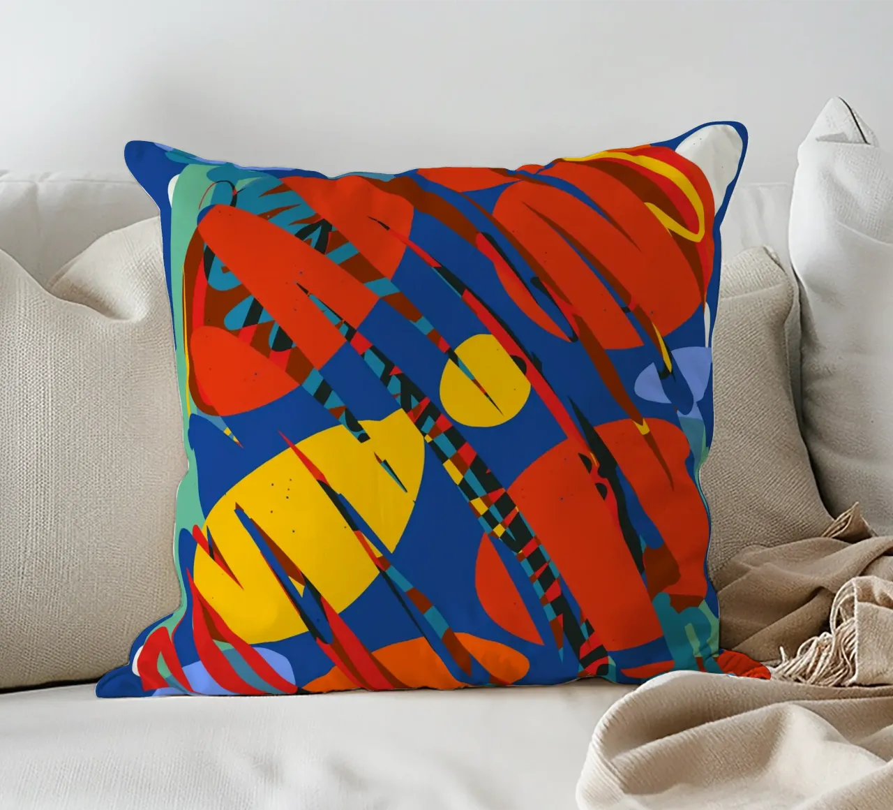 Explosion of Colour: Radiant Geometric Abstract Art decorative cushion by Abstract and Patterns