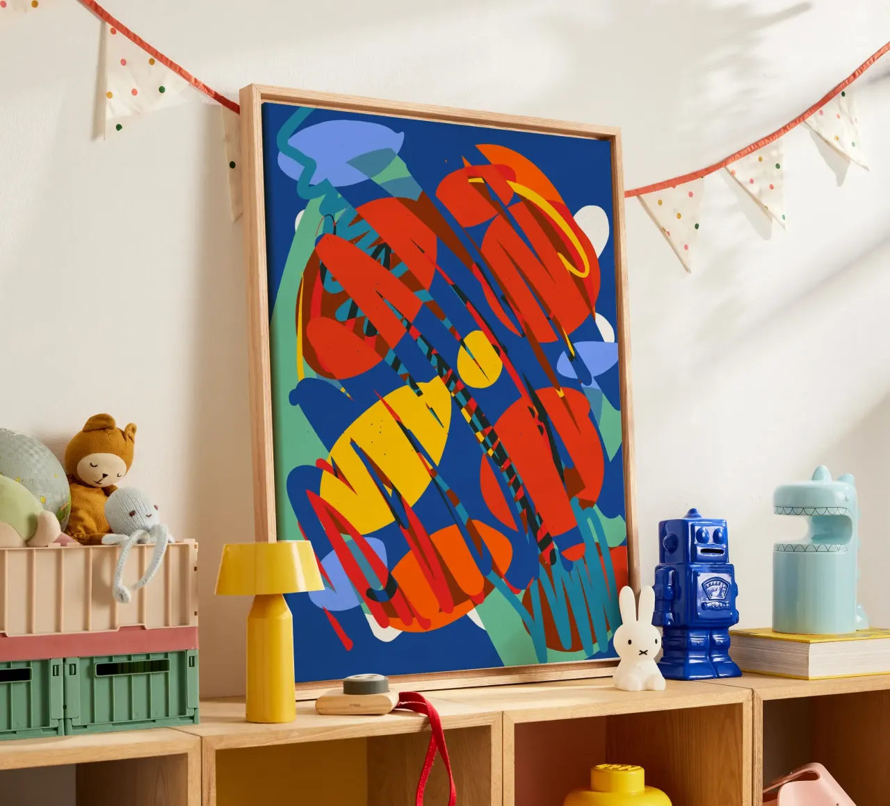 Explosie van kleur: stralende geometrische abstracte kunst canvas met Baklijst van Abstract and Patterns
