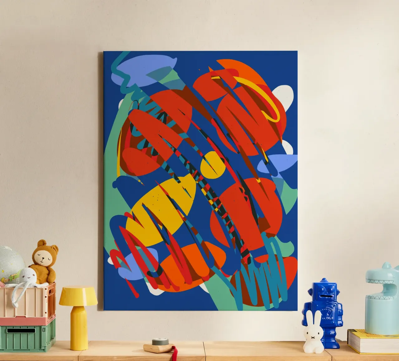 Explosie van kleur: stralende geometrische abstracte kunst canvas met Baklijst van Abstract and Patterns