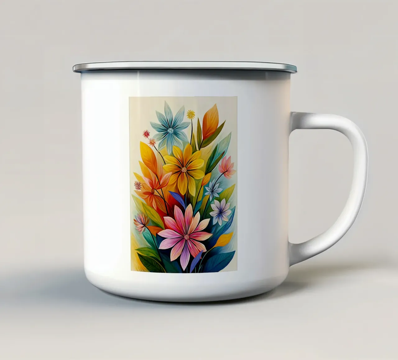 Fiori colorati tazza in smalto da Pictura