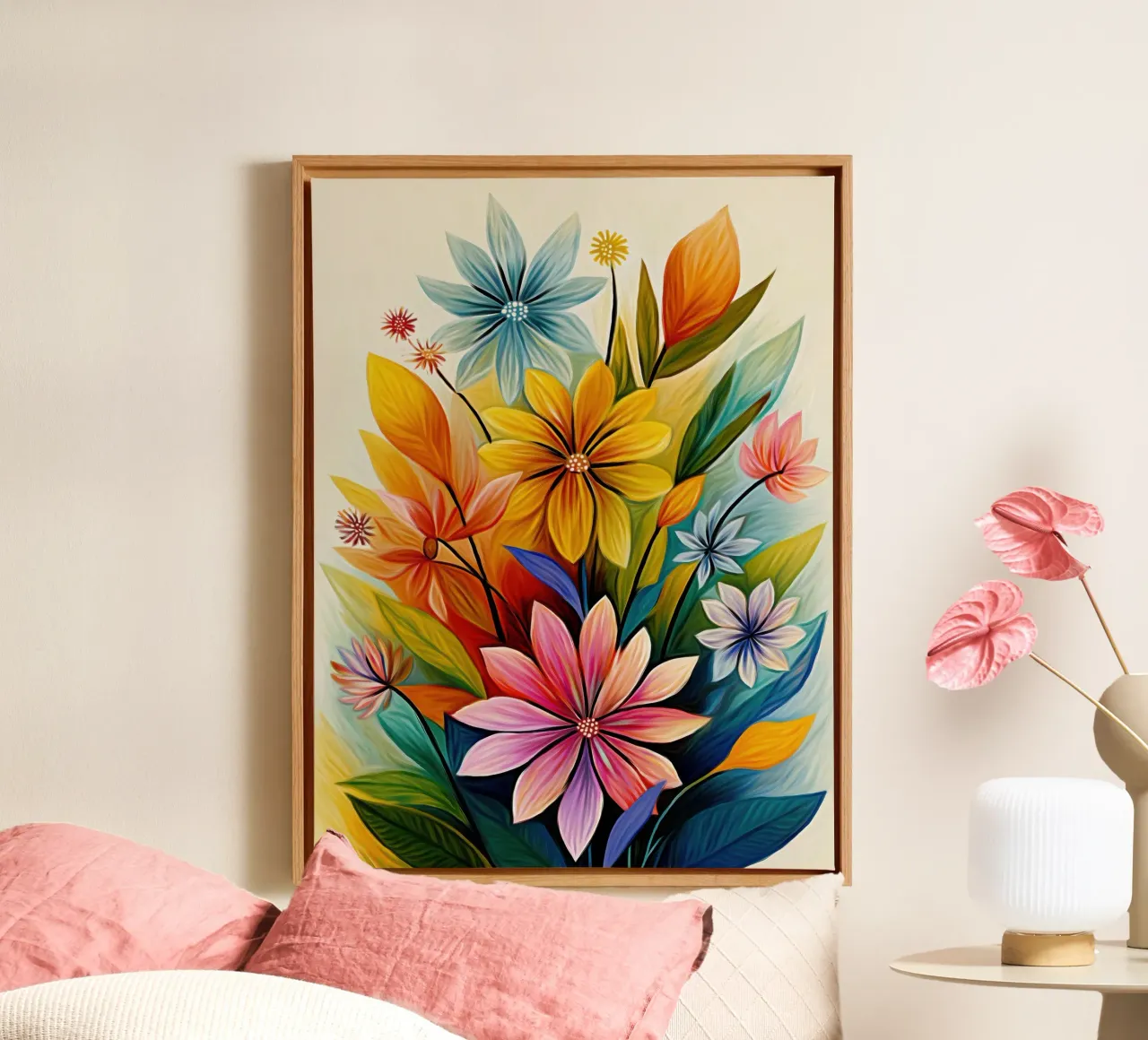 Fiori colorati tela con Cornice a cassetta da Pictura