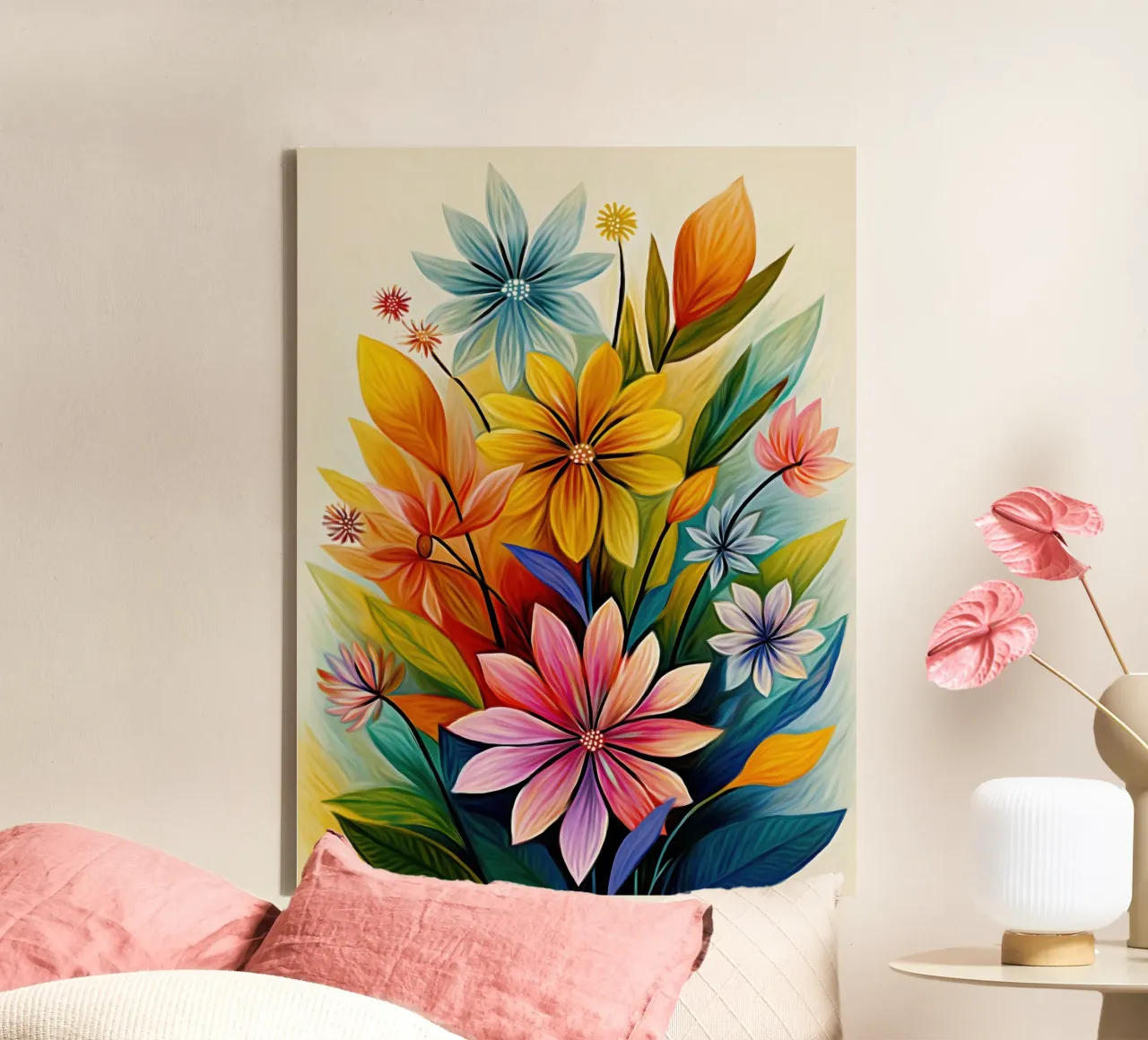 Fiori colorati tela con Cornice a cassetta da Pictura