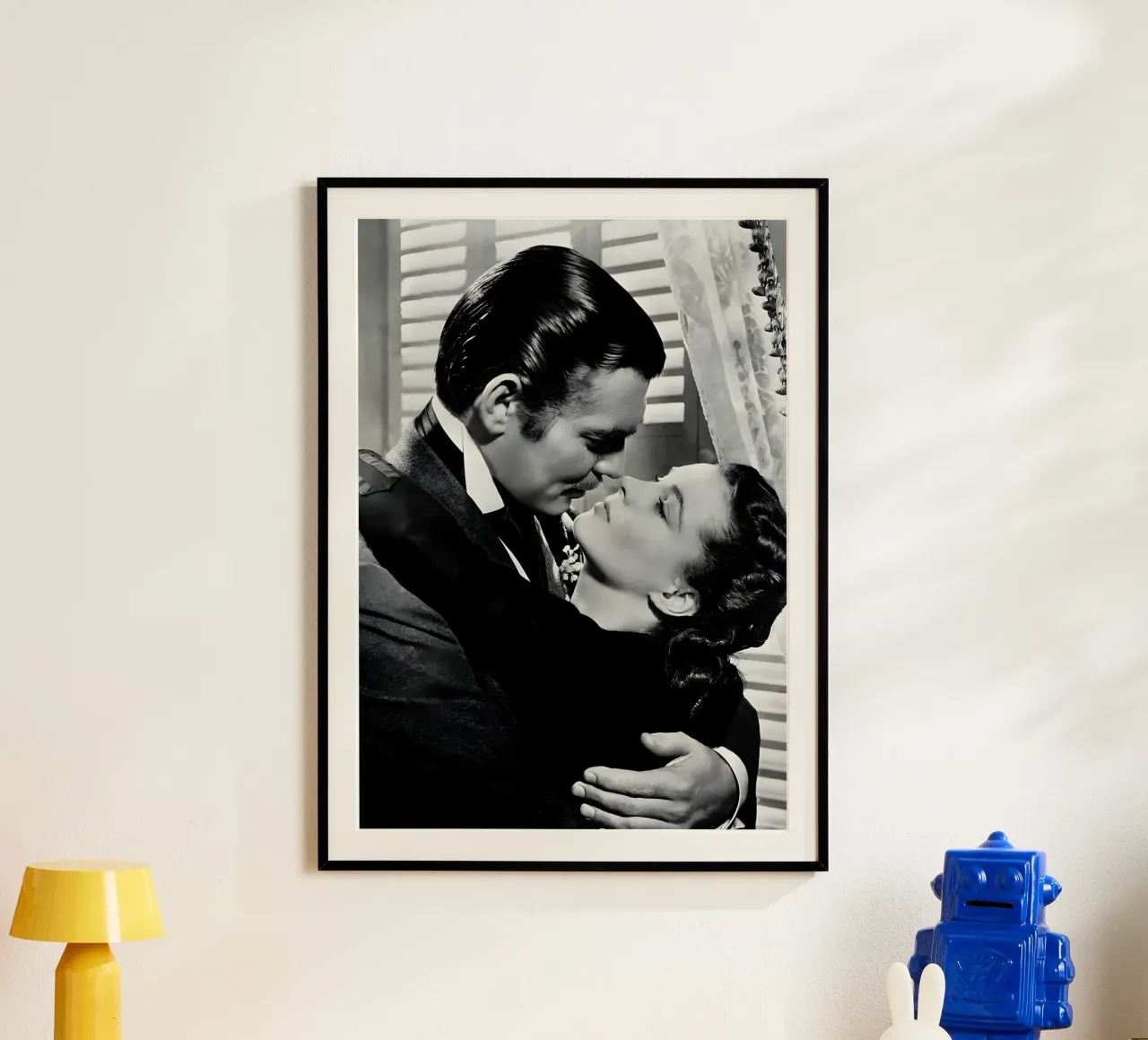 Rhett Butler and Scarlett O'Hara poster con telaio in legno da Low poly art