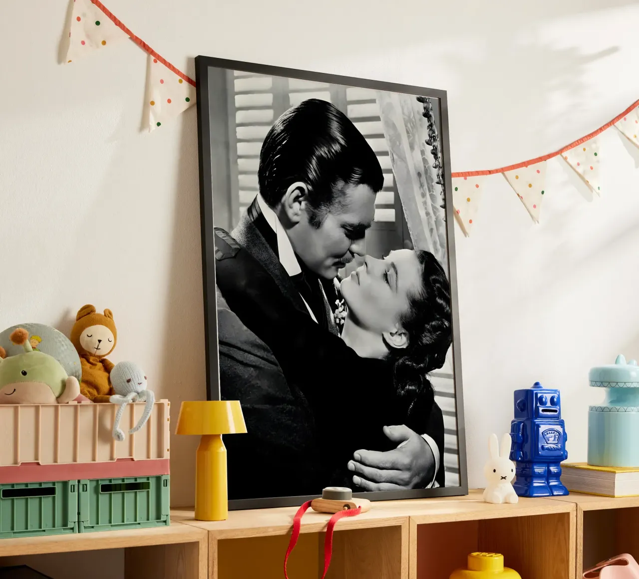 Rhett Butler and Scarlett O'Hara poster con telaio in legno da Low poly art