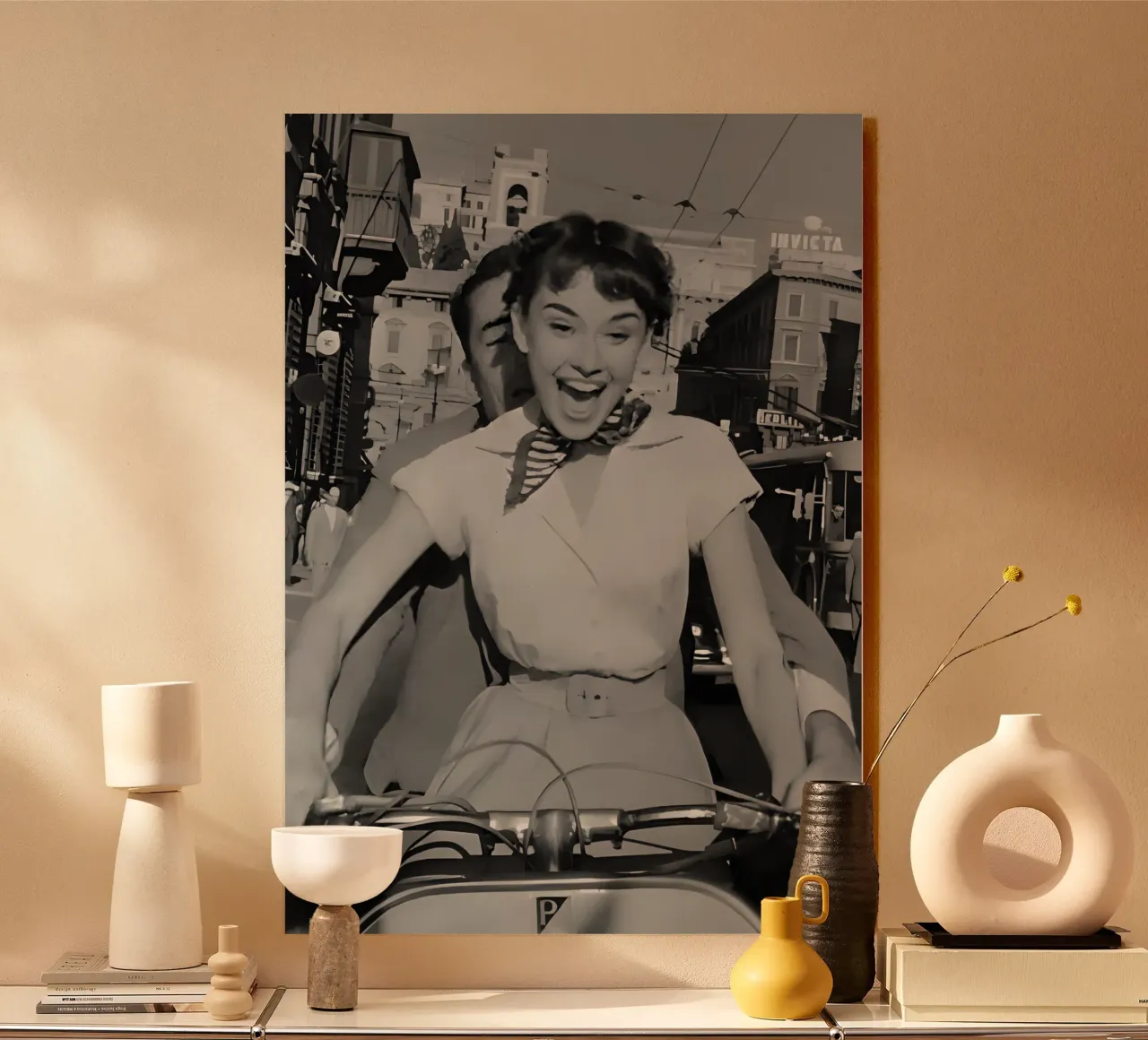 Audrey Hepburn, alluminio dibond da Low poly art