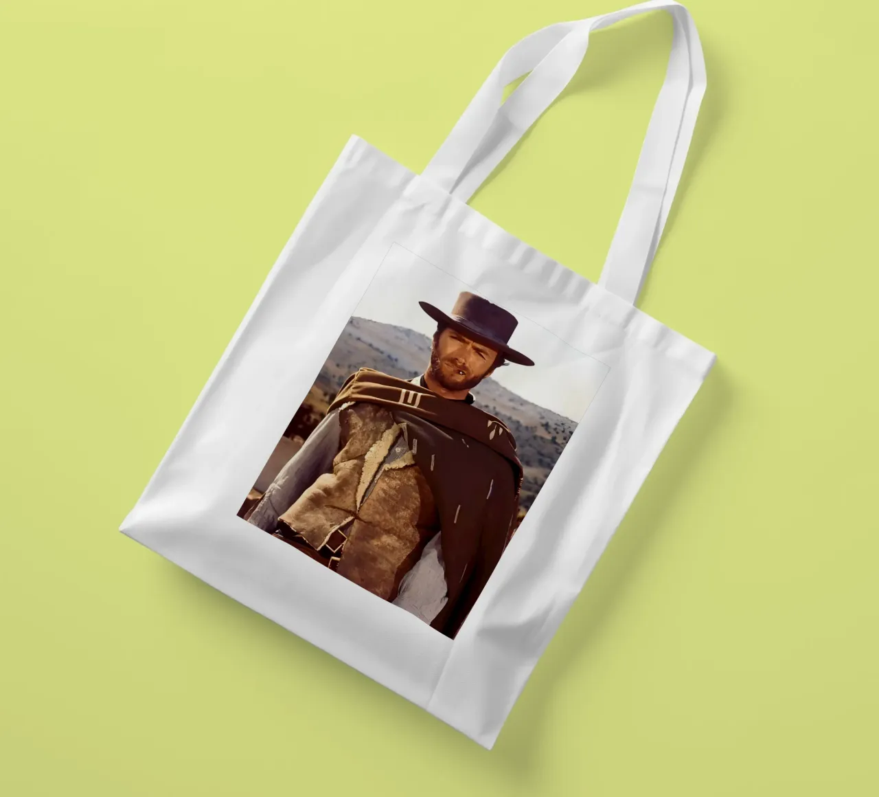 Blondie (the Man with No Name) borsa in juta da Low poly art