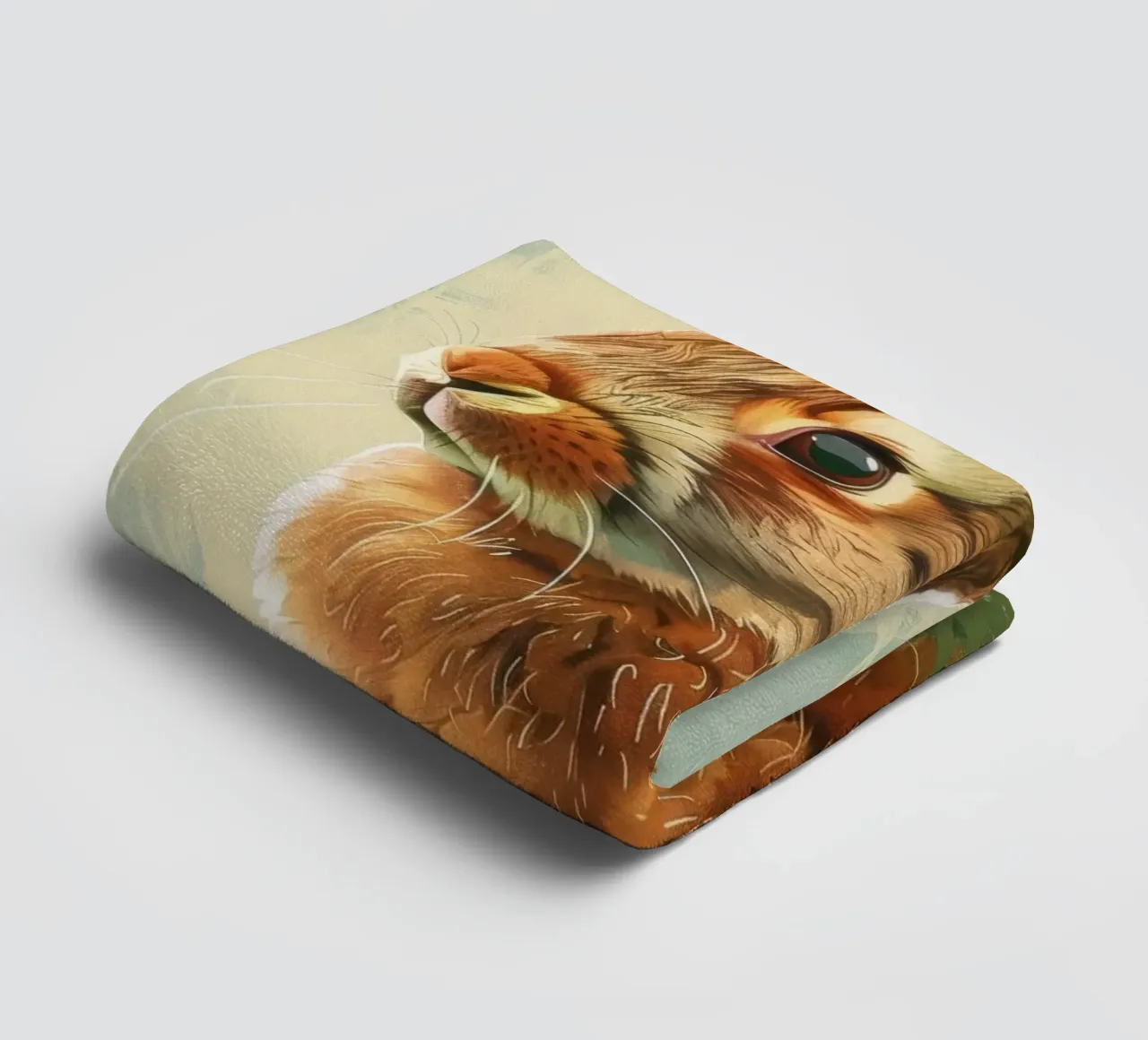 Rabbit sitting in meadow surrounded by grass and wildflower towel by DesignDoodle