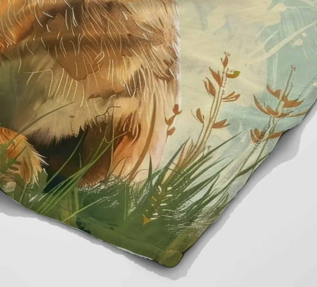 Coniglio seduto in un prato circondato da erba e fiori selvatici coperta in pile da DesignDoodle