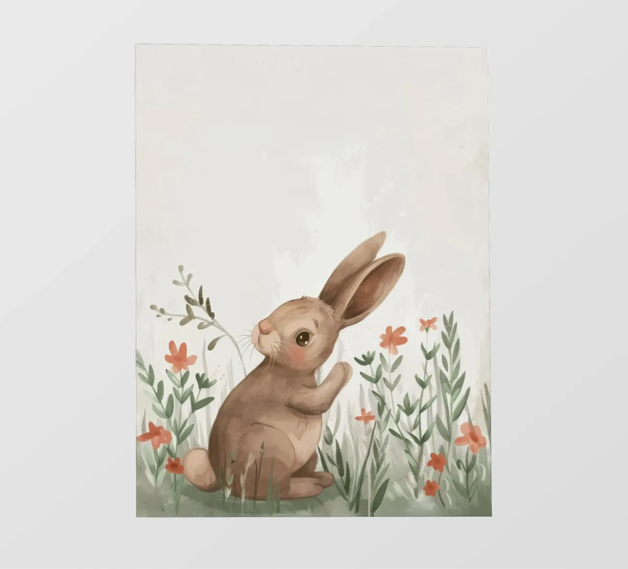 Cute rabbit sitting in field of flowers, enjoying springtime photo wallpaper by DesignDoodle